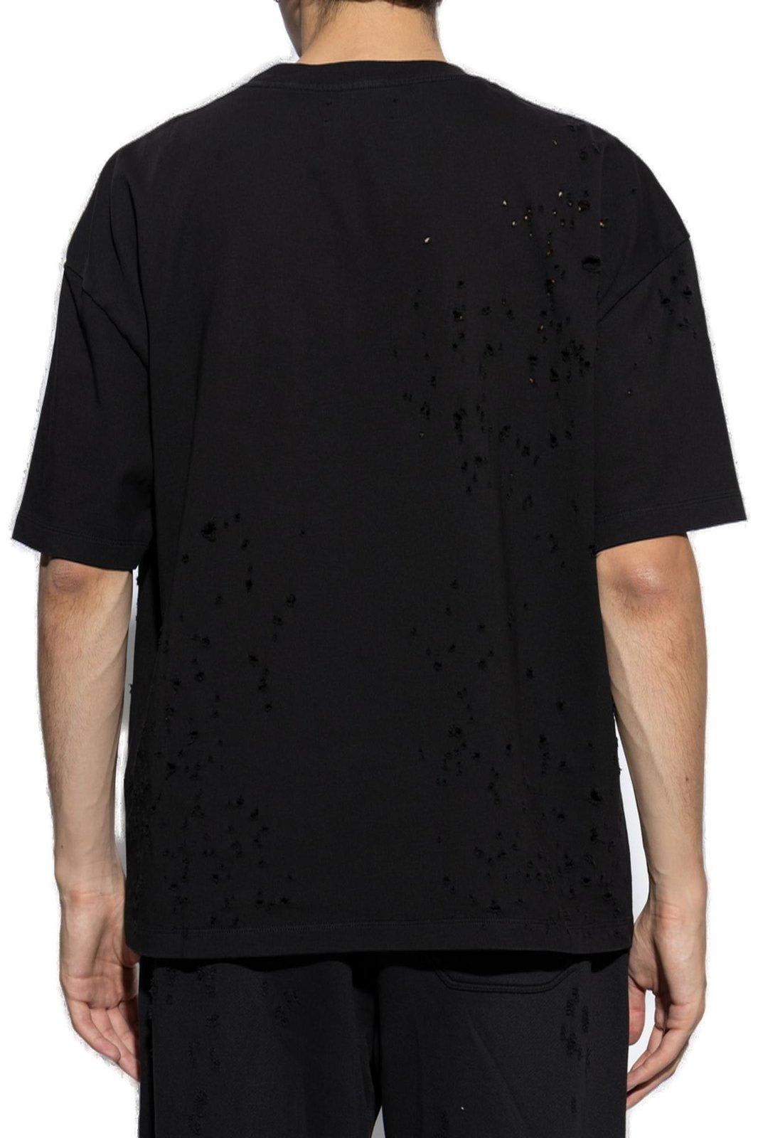 Shop Amiri Hollywood Distressed Drop Shoulder T-shirt In Black