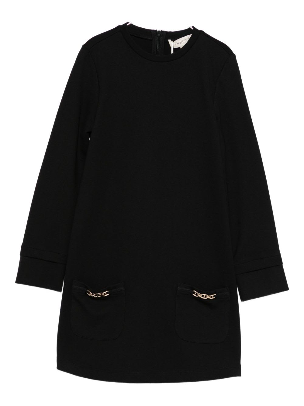 Twinset Kids Midi Dress With Decoration In Black