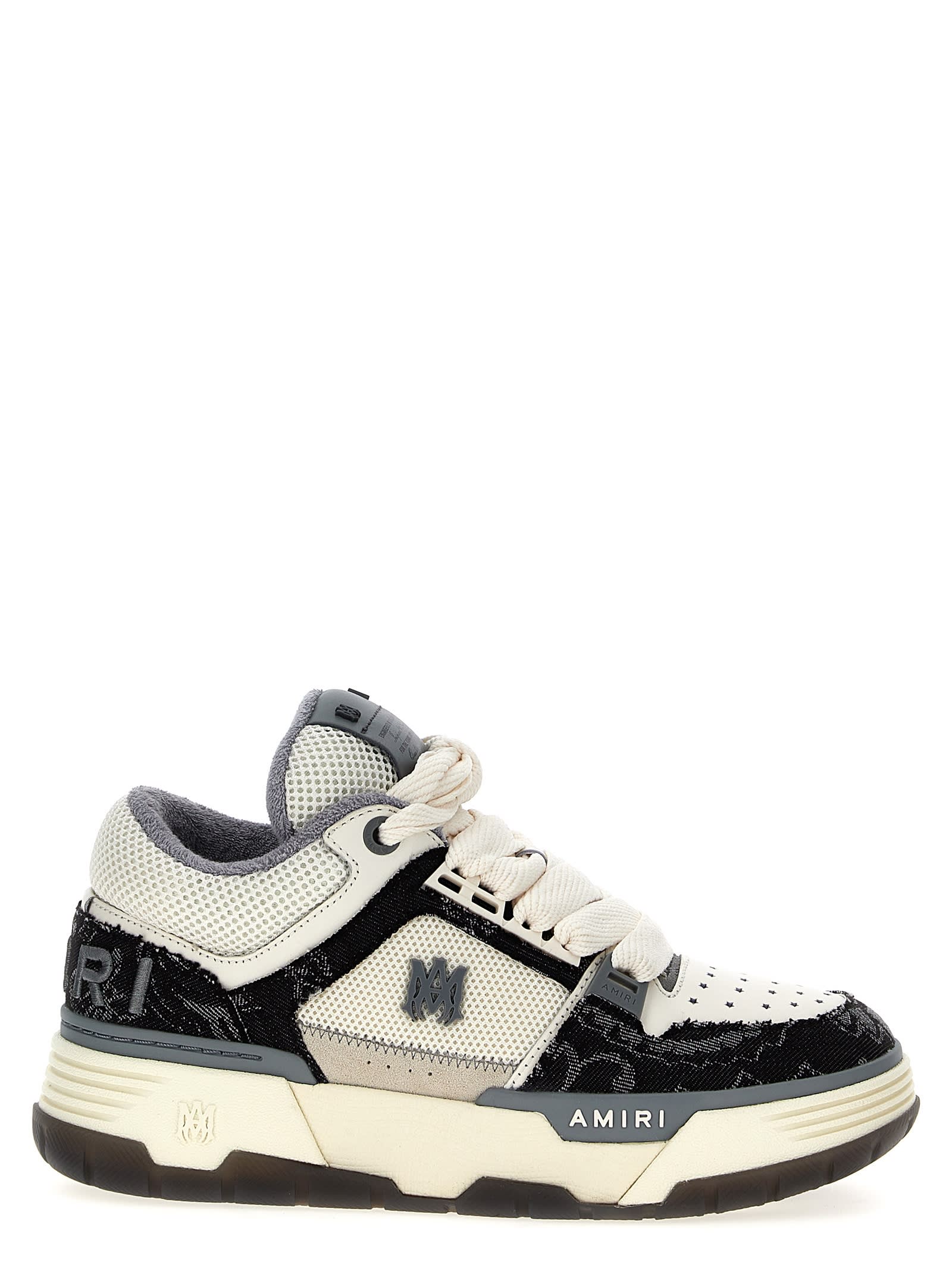 Shop Amiri Bandana Denim Ma-1 Sneakers In White/black