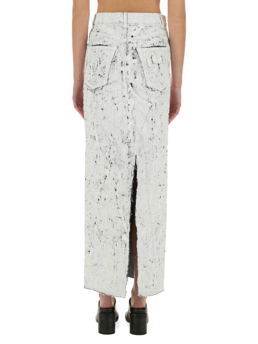 Mm6 Maison Margiela Bianchetto Painted Raw Edge Denim Maxi Skirt