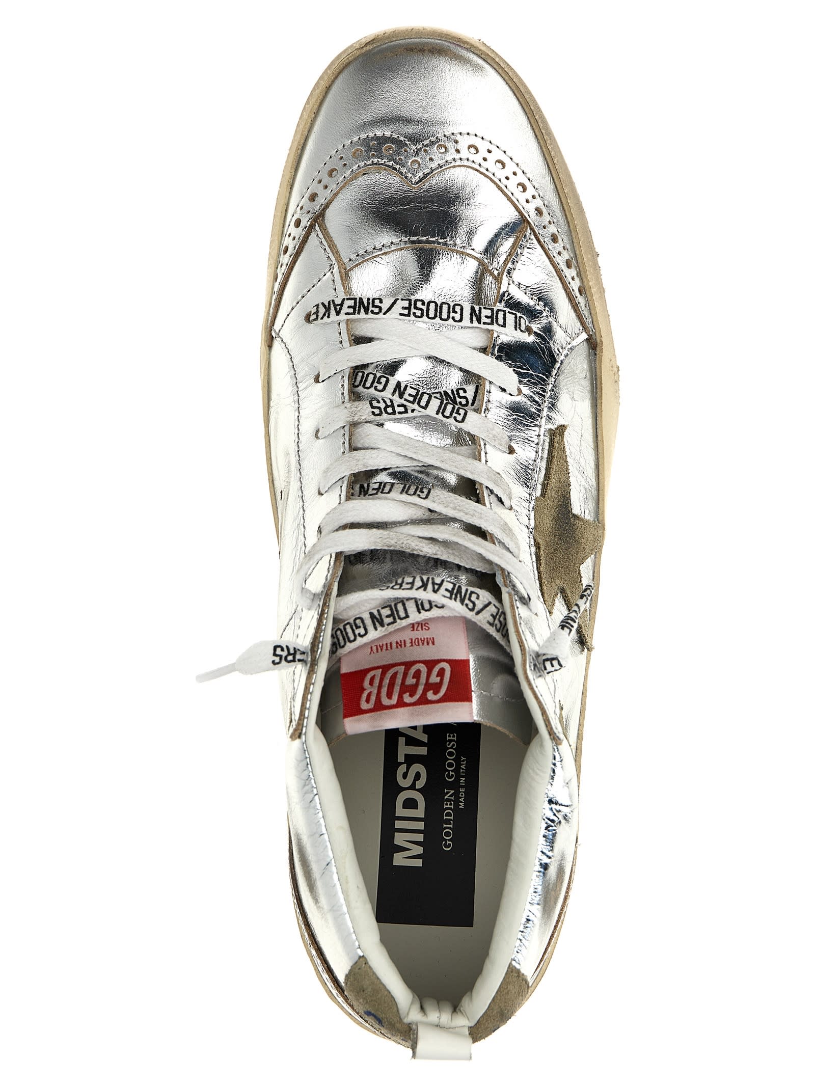 Shop Golden Goose Mid Star Sneaker In Silver