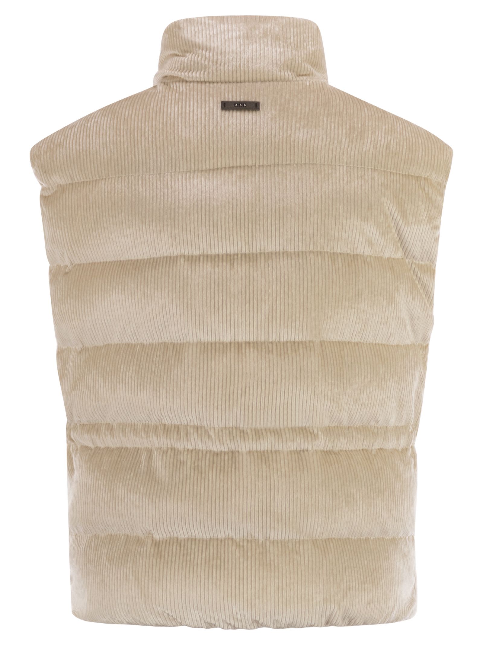 Peserico Down And Viscose Velvet Waistcoat In Nude