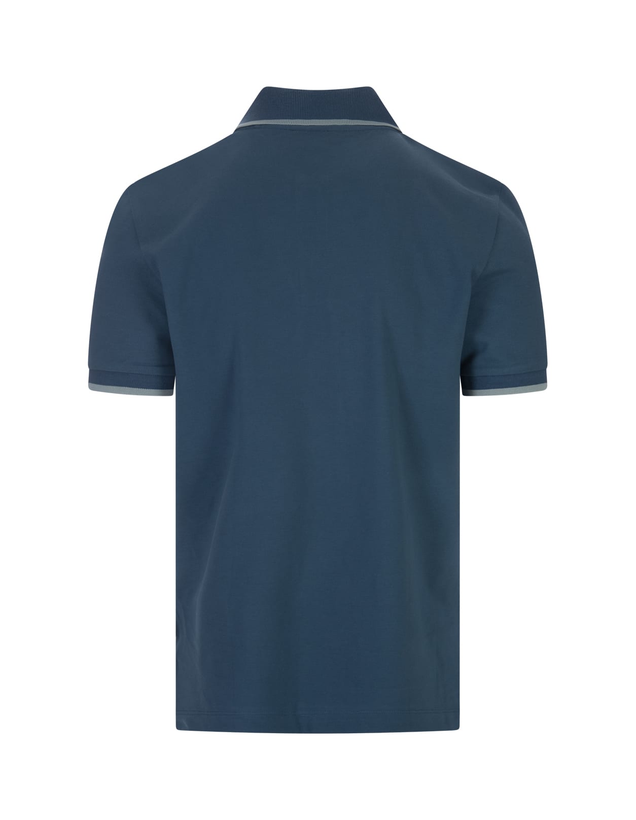 Shop Hugo Boss Avio Blue Slim Fit Polo Shirt With Striped Collar
