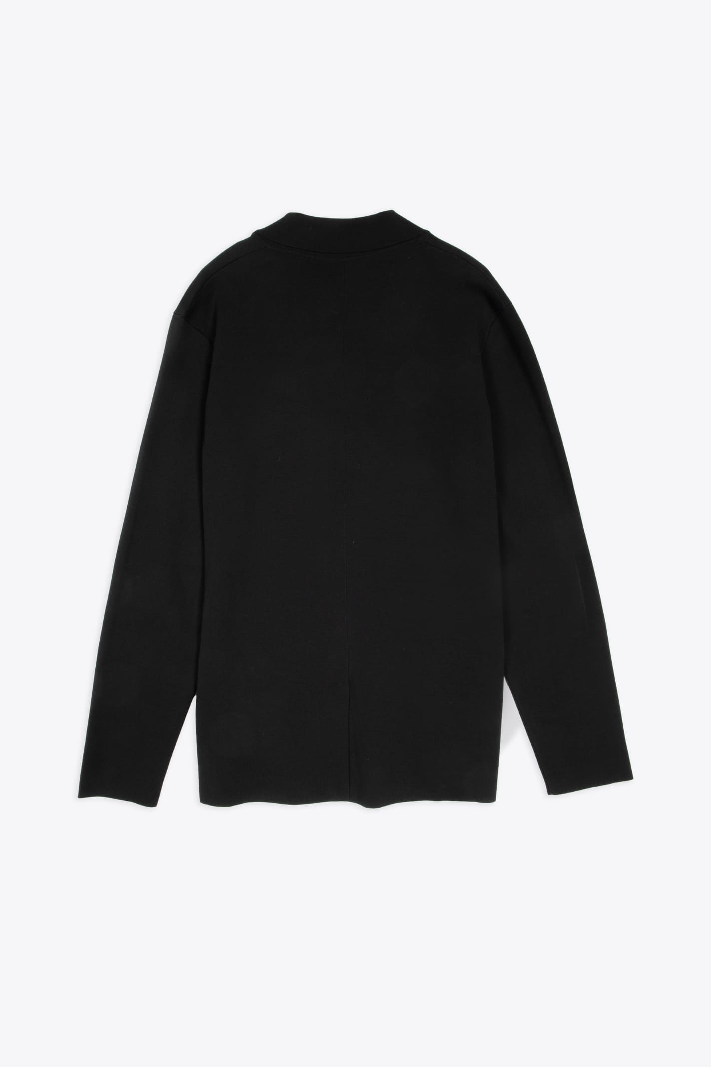 Shop Roberto Collina Giacca Revers Black Cotton Knit Blazer With Patch Pockets In Nero