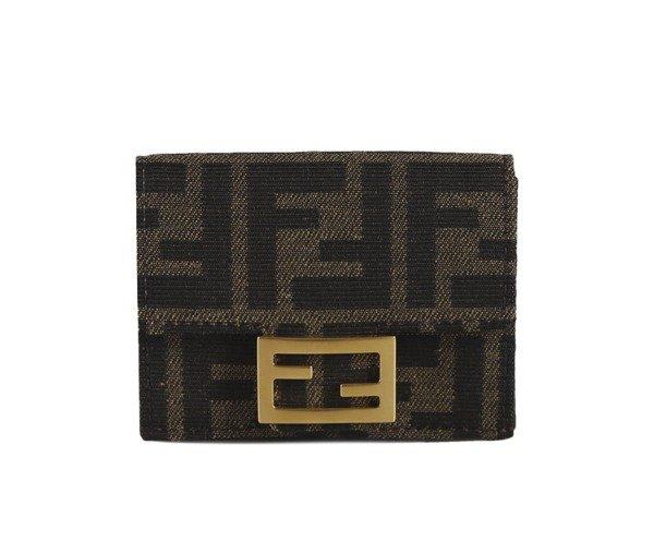 Shop Fendi Ff Motif Tri-fold Wallet In Brown