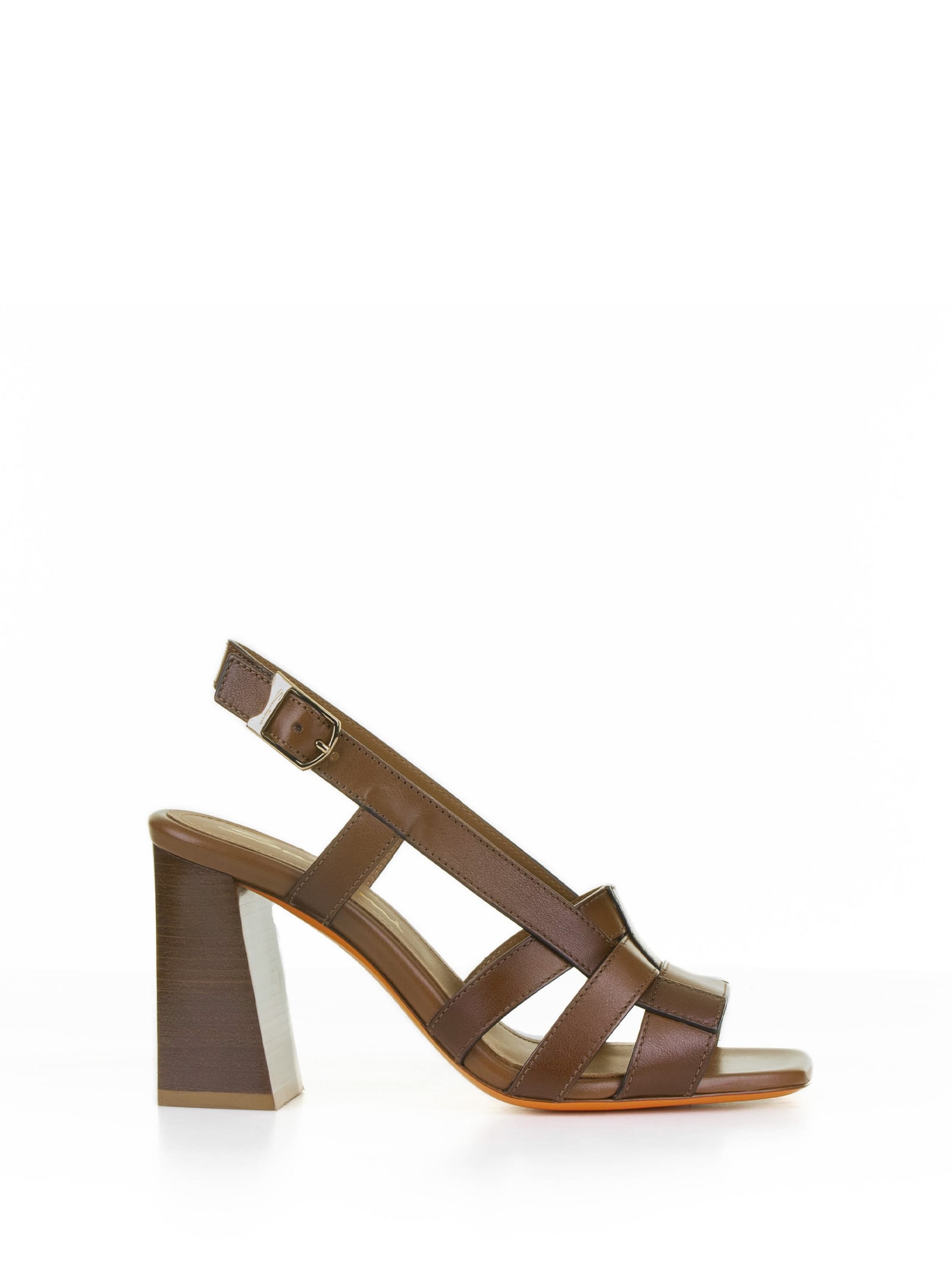 Brown Leather Sandal With Heel