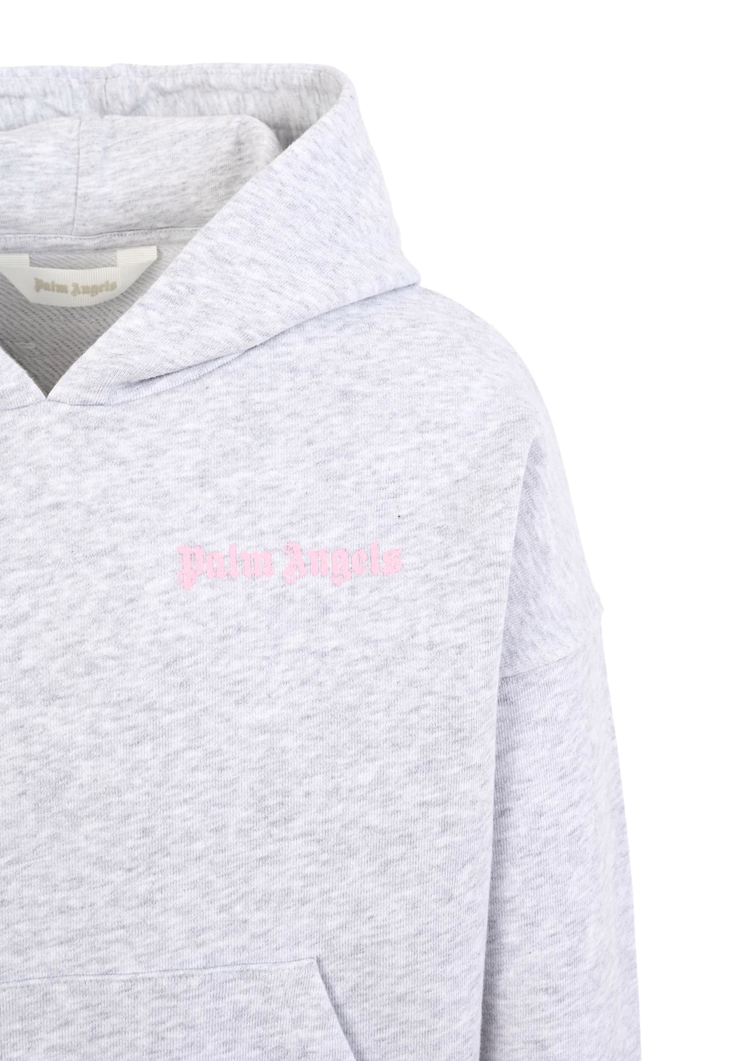 Palm Angels Kids Top With Embroidered Logo And Hood In Gray