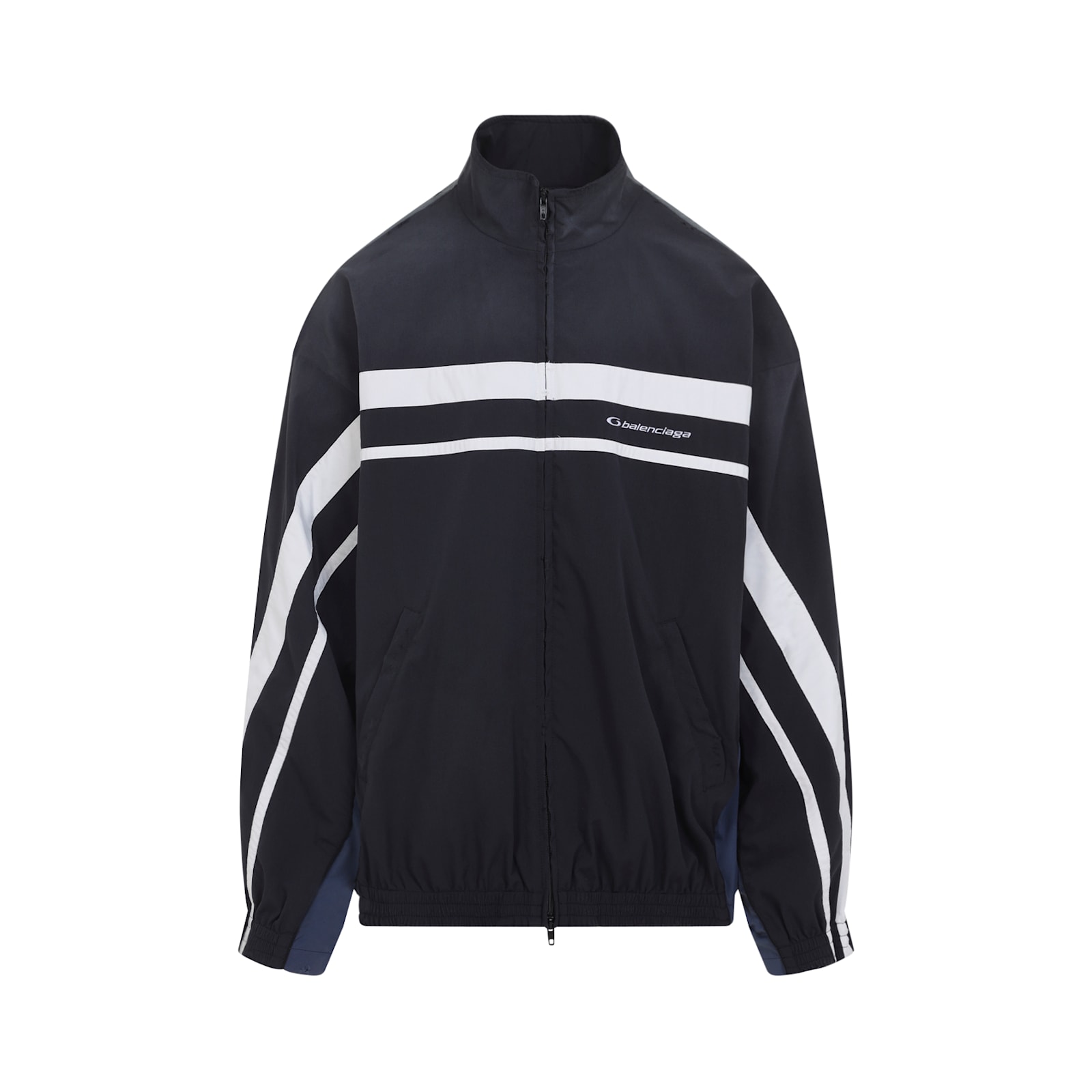 Balenciaga Color Block Design Jacket With Elastic Cuffs In Black