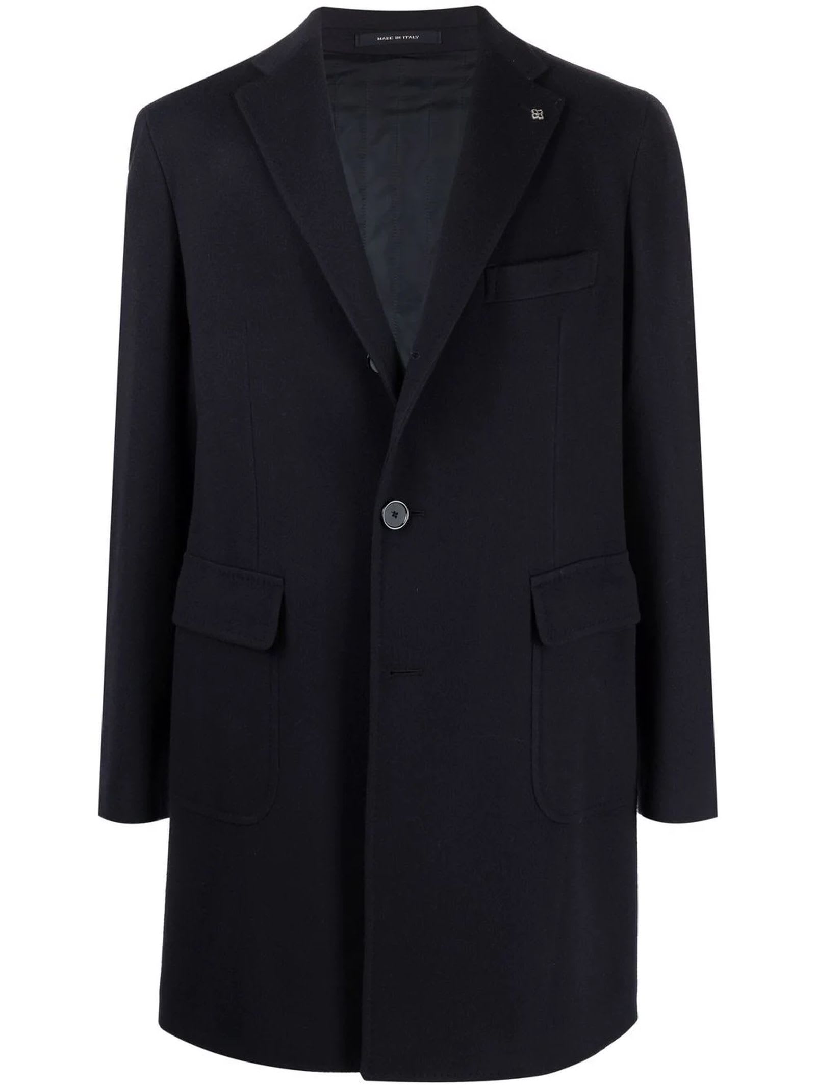 Tagliatore Black Virgin Wool-blend Coat