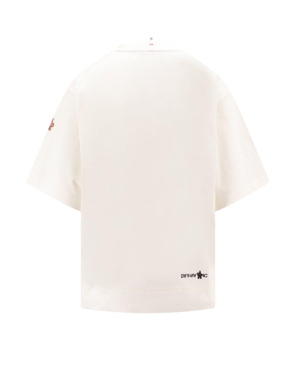 Shop Moncler Logo Printed Crewneck T-shirt In White