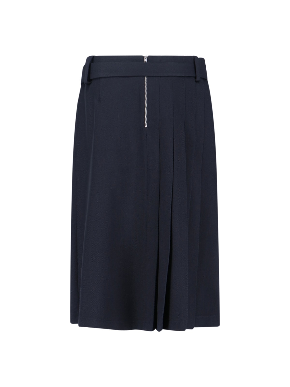 Sibel Saral Navy Wool Midi Skirt With Pleated Detail In Black