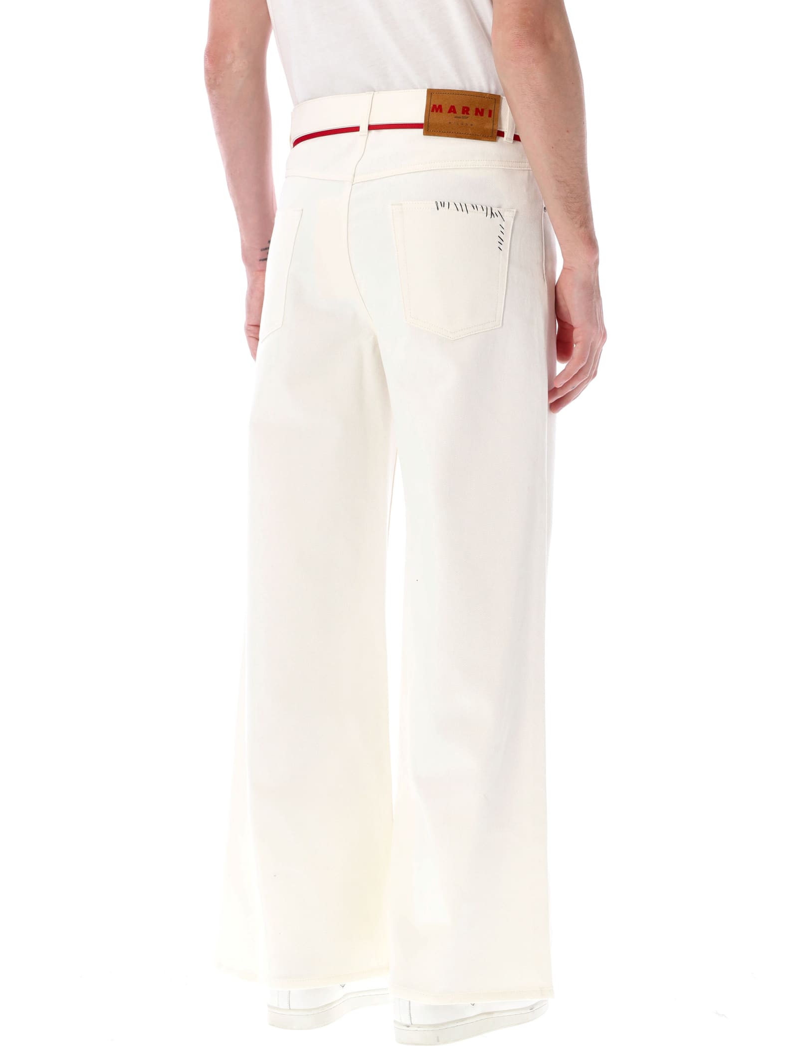 Shop Marni Cotton Woven Pants In Lily White