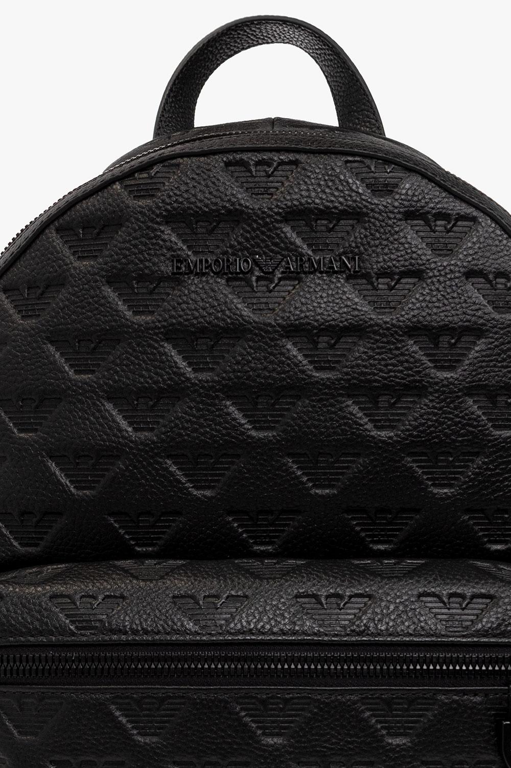 Shop Emporio Armani Embossed Leather Backpack In Black