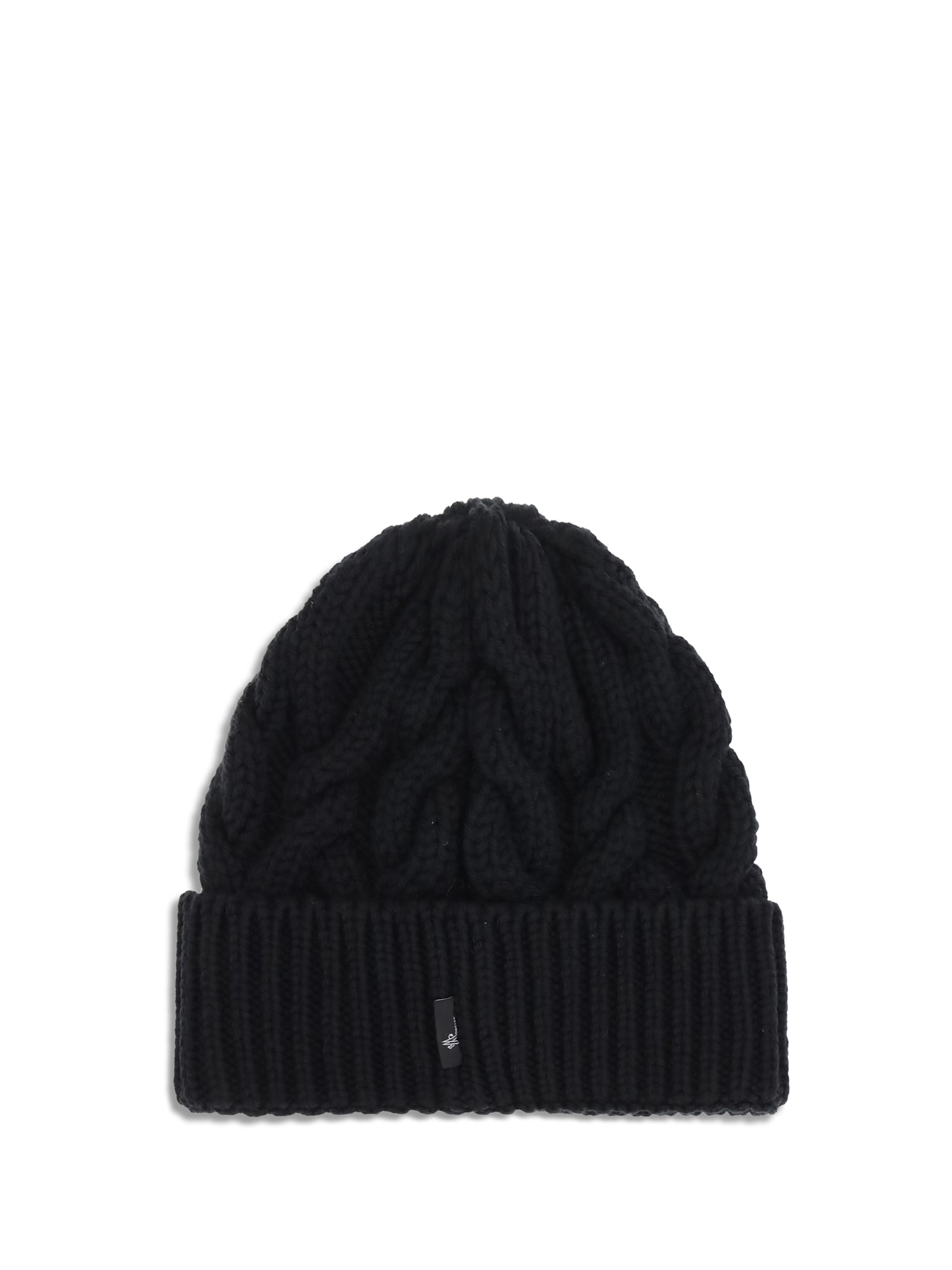 Moncler Grenoble Logo Patch Knitted Beanie In Black