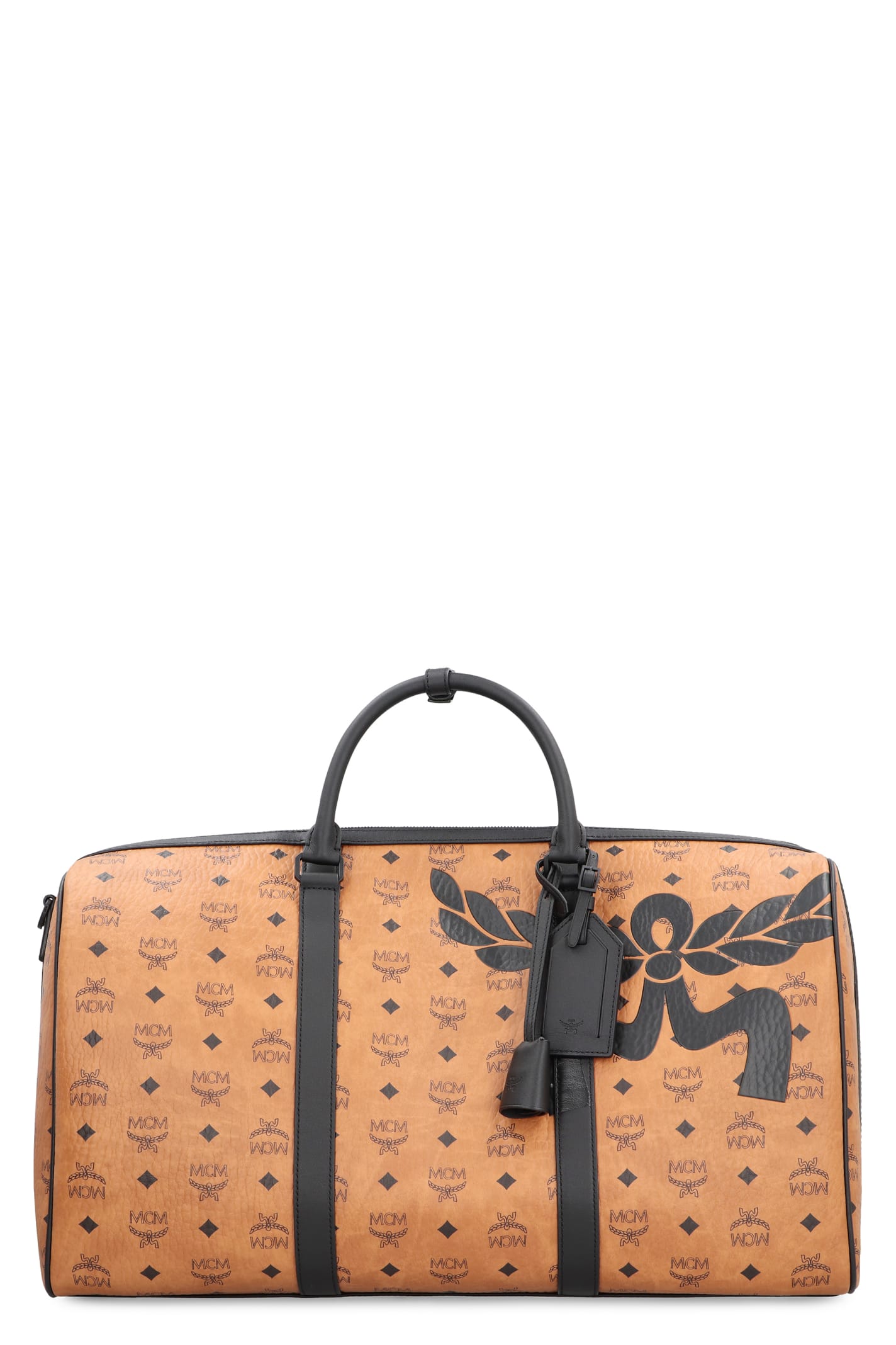 Shop Mcm Ottomar Weekender Travel Bag In Brown/black