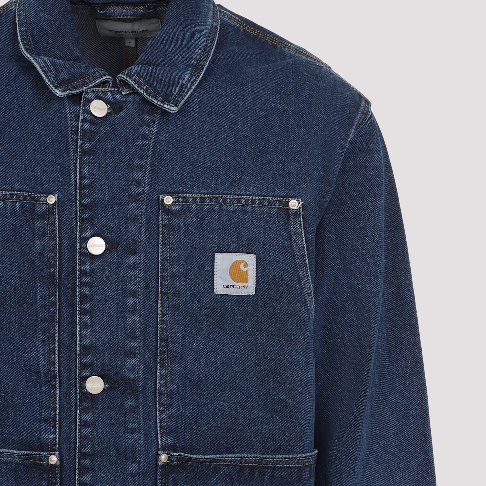 Carhartt Logo Double Front Denim Jacket In Blue