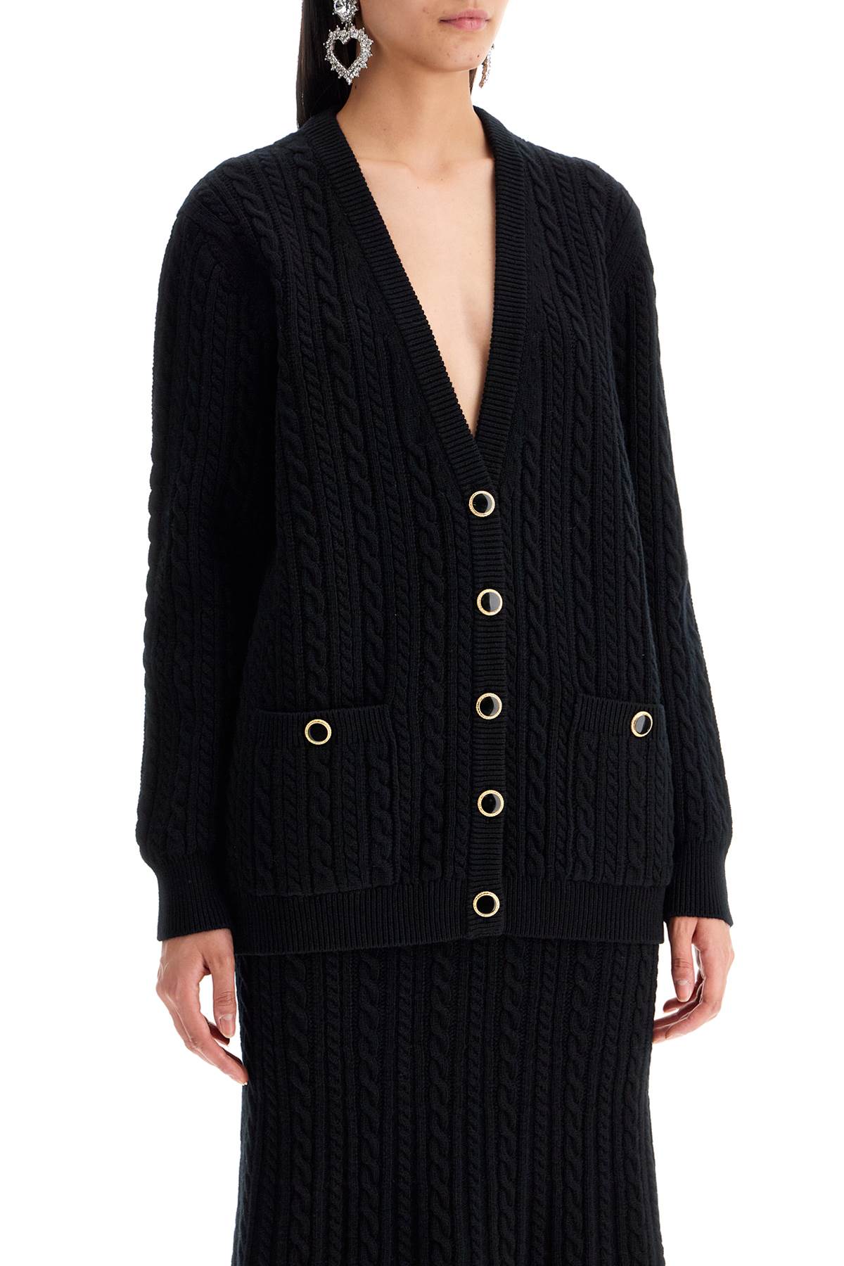 Shop Alessandra Rich Oversized Wool Cardigan In Black (black)