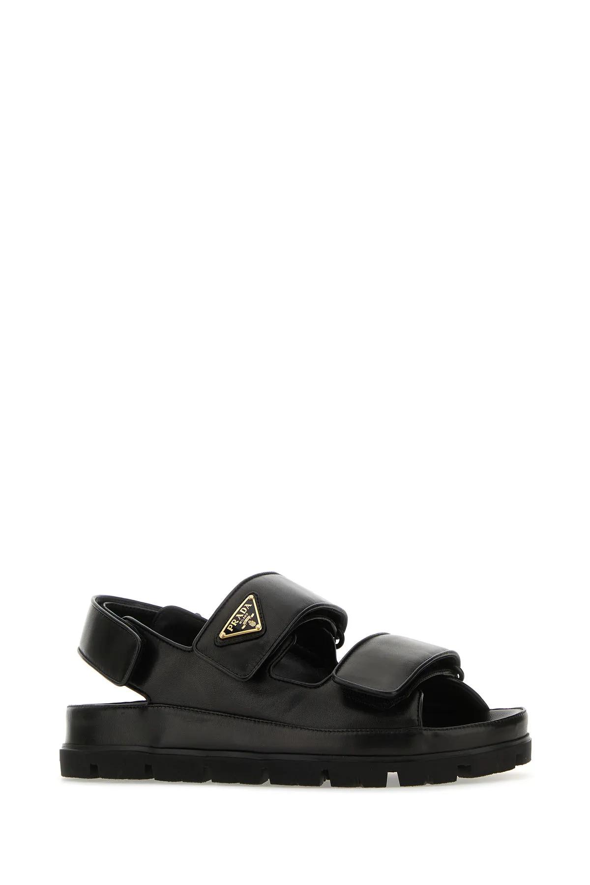 Shop Prada Black Nappa Leather Sandals