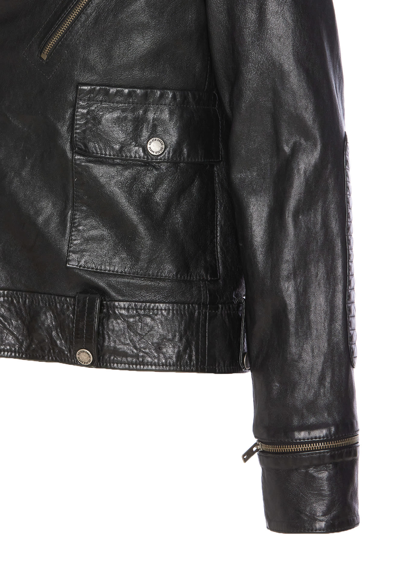 Shop Golden Goose Leather Jacket In Black