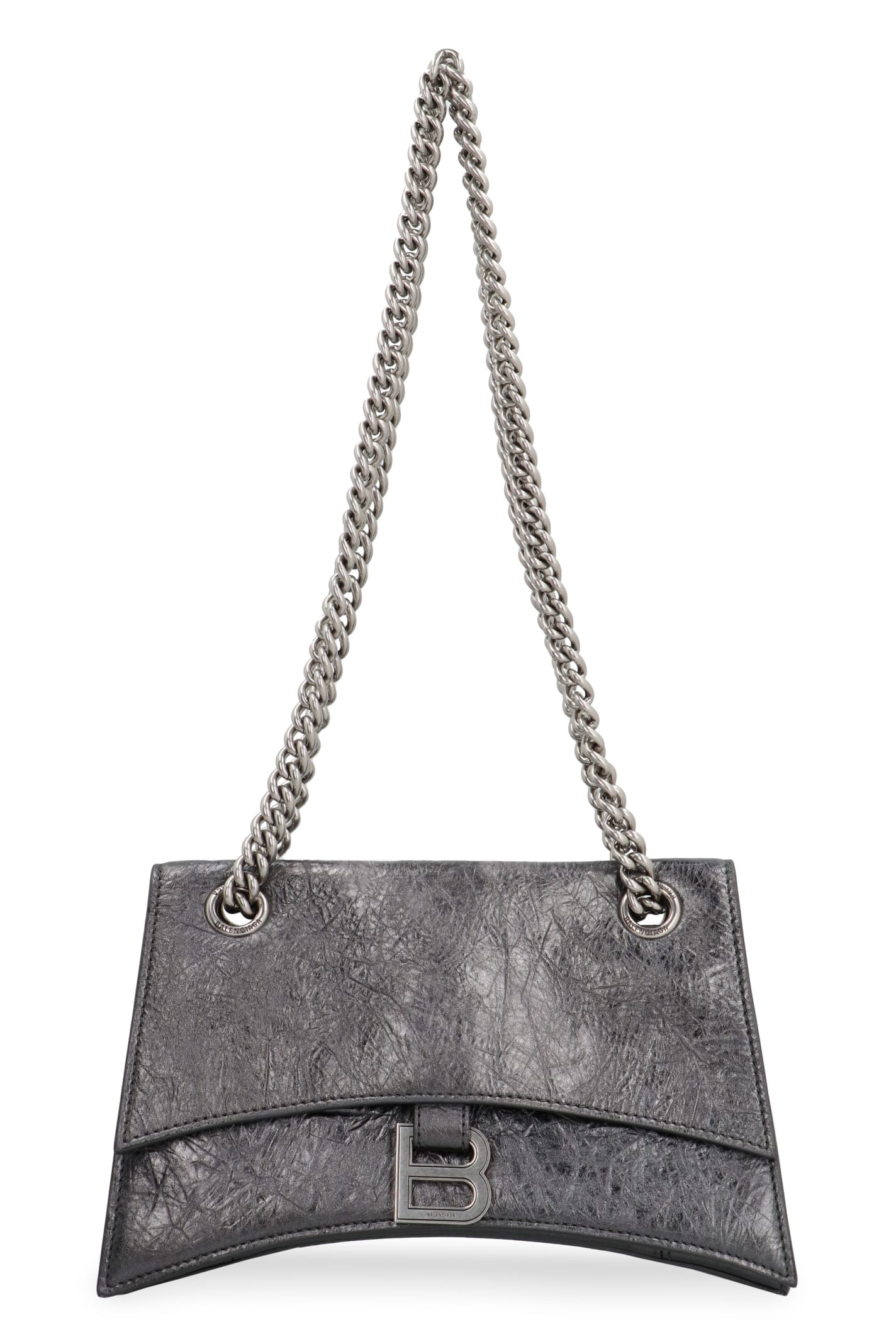 Shop Balenciaga Crush Shoulder Bag In Silver