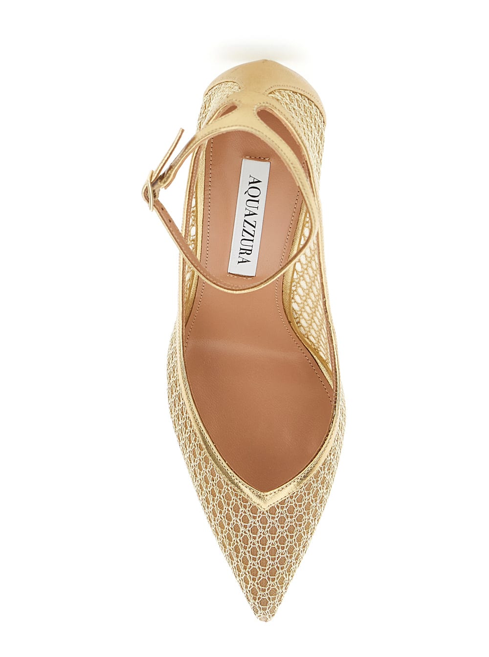 Aquazzura Asha Mesh Pumps In Golden