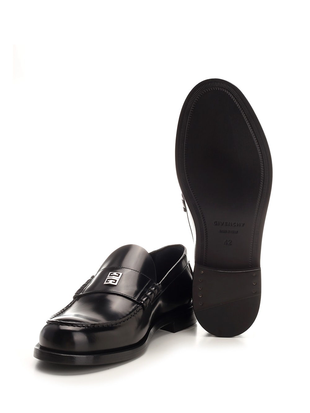 Shop Givenchy Brushed Leather Loafers In Black