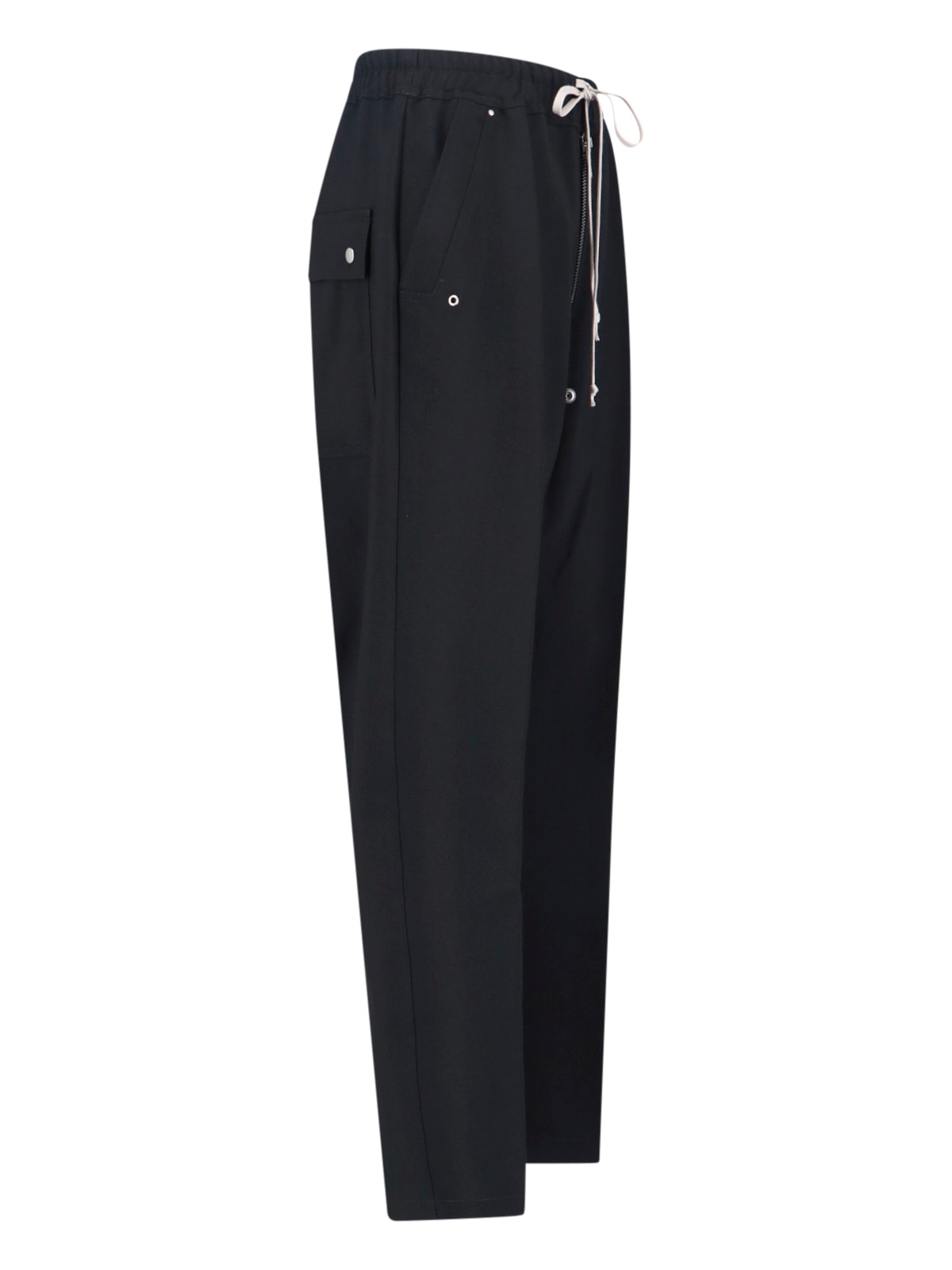 Rick Owens Straight Leg Trousers Eyelet Accents In Black