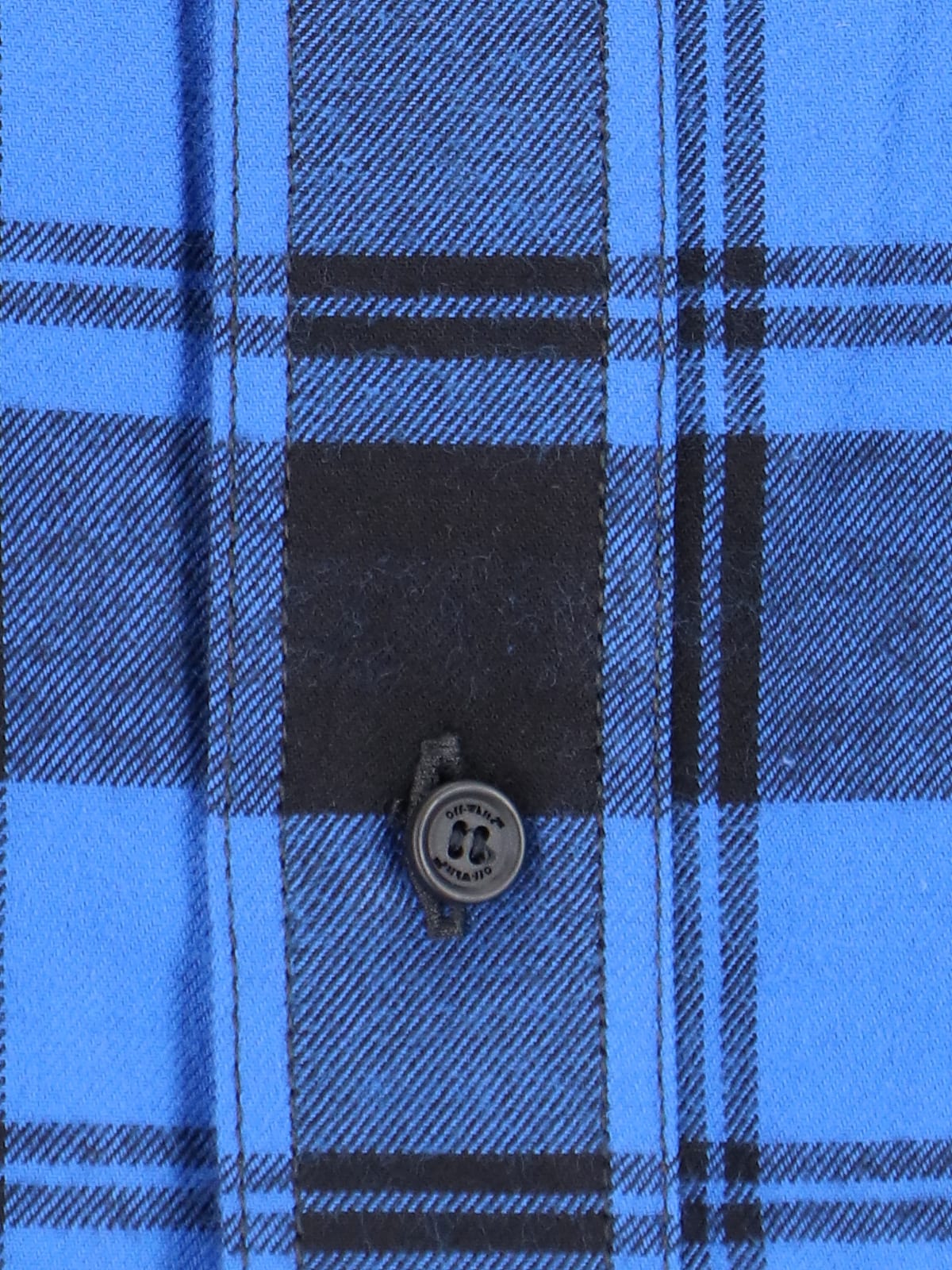 Off-white Checkered Lined Flannel Overshirt In Blue