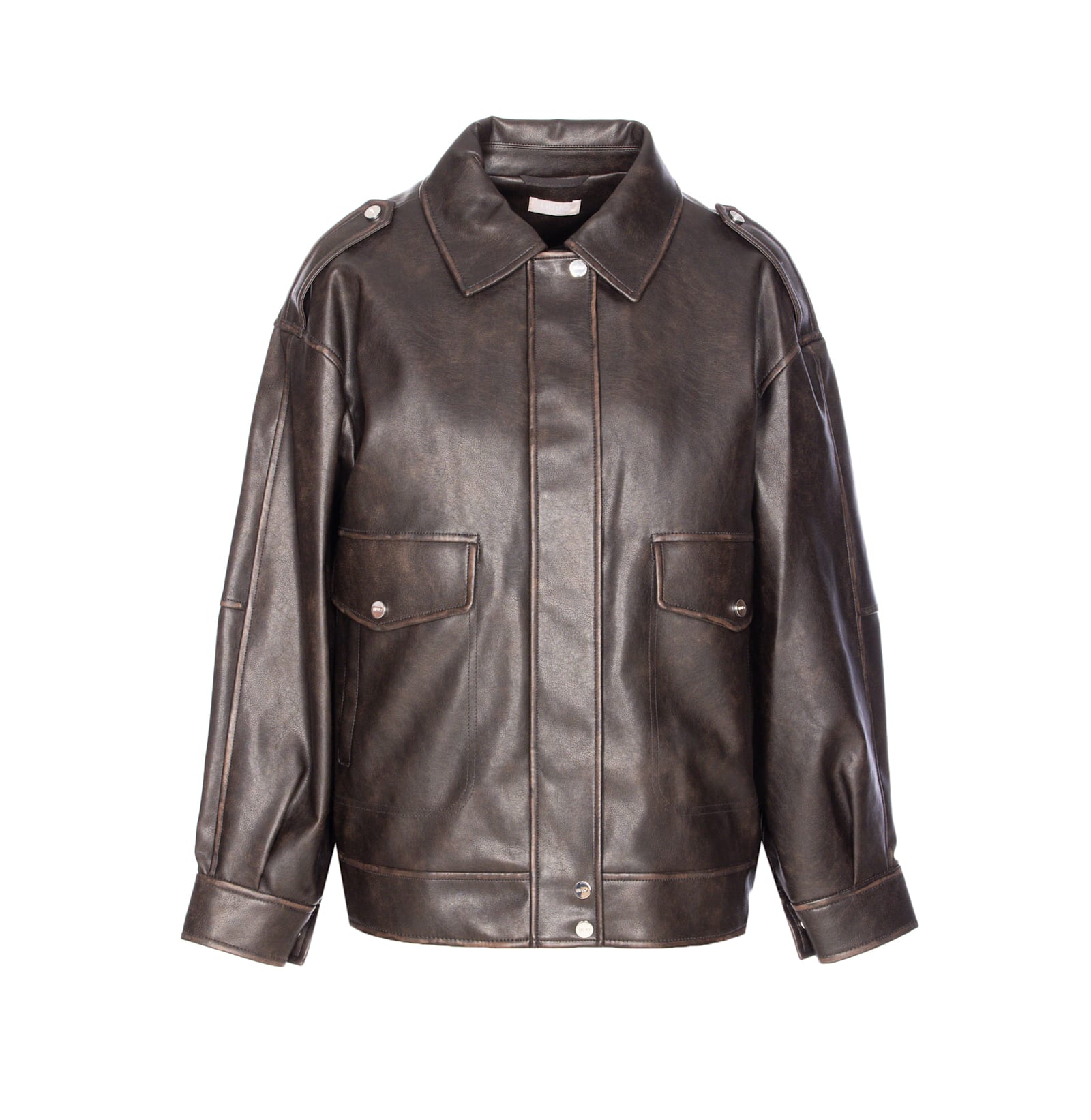 Liu •jo Flap-pocket Bomber Jacket In Brown