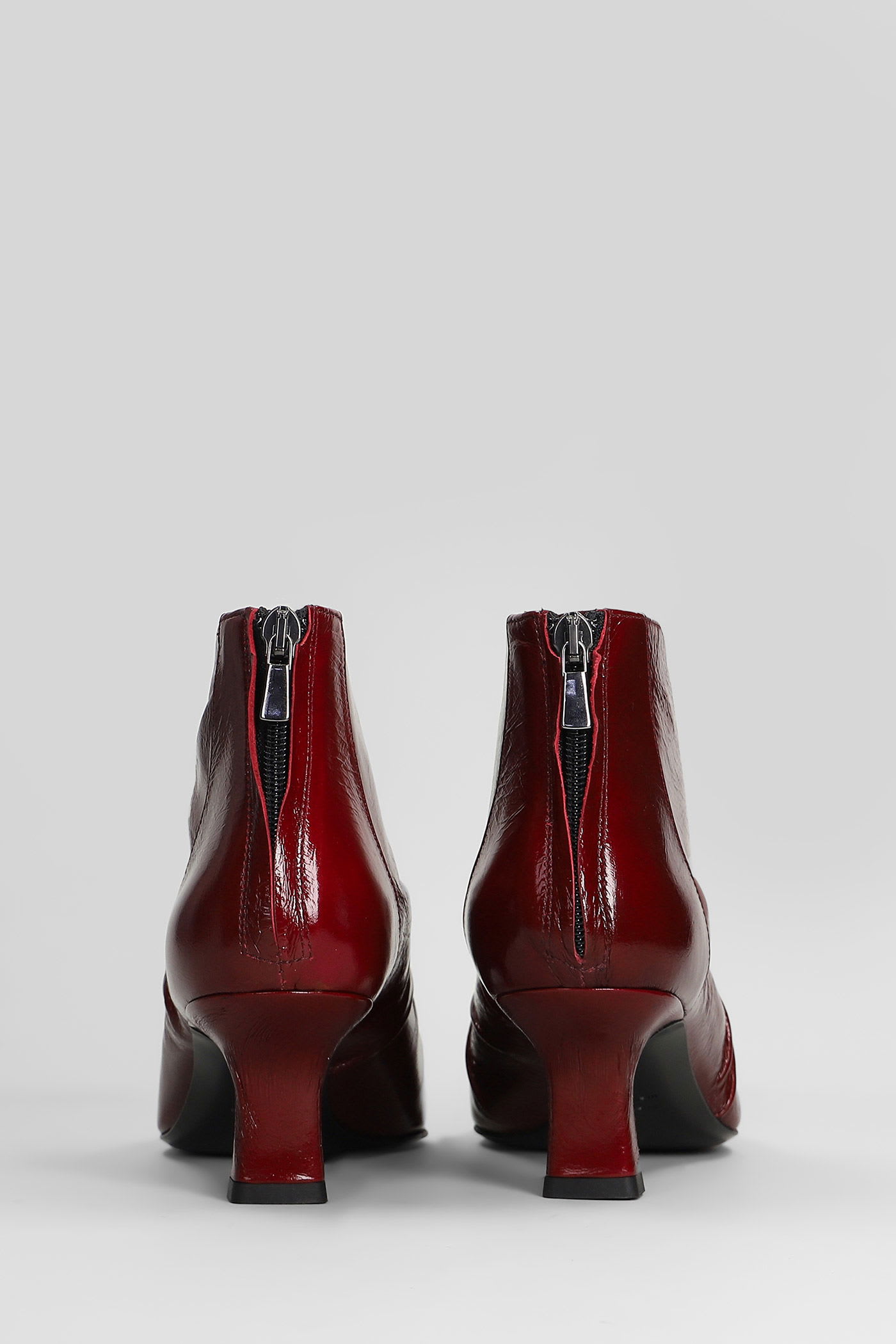 The Seller High Heels Ankle Boots In Bordeaux Leather In Burgundy