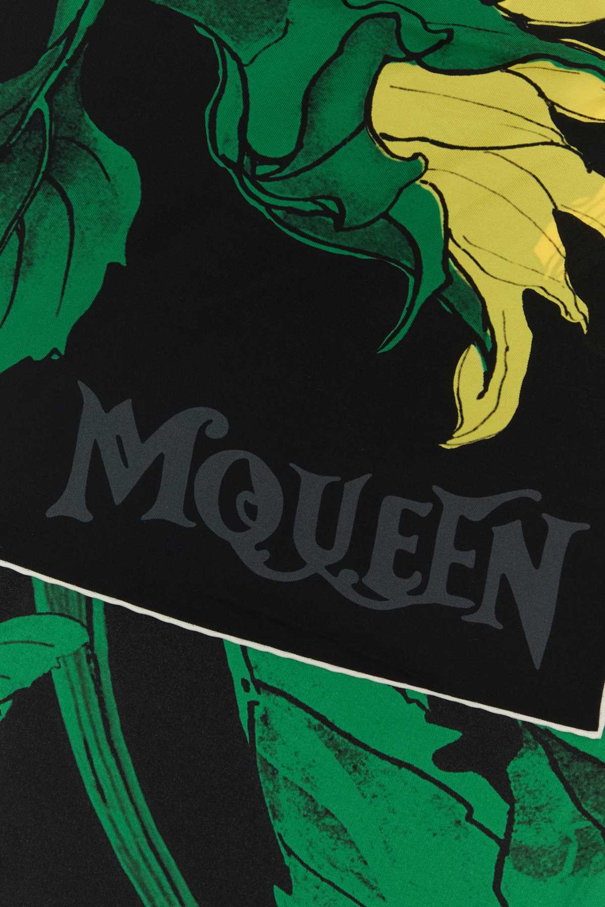 Alexander Mcqueen Printed Silk Foulard In Multi