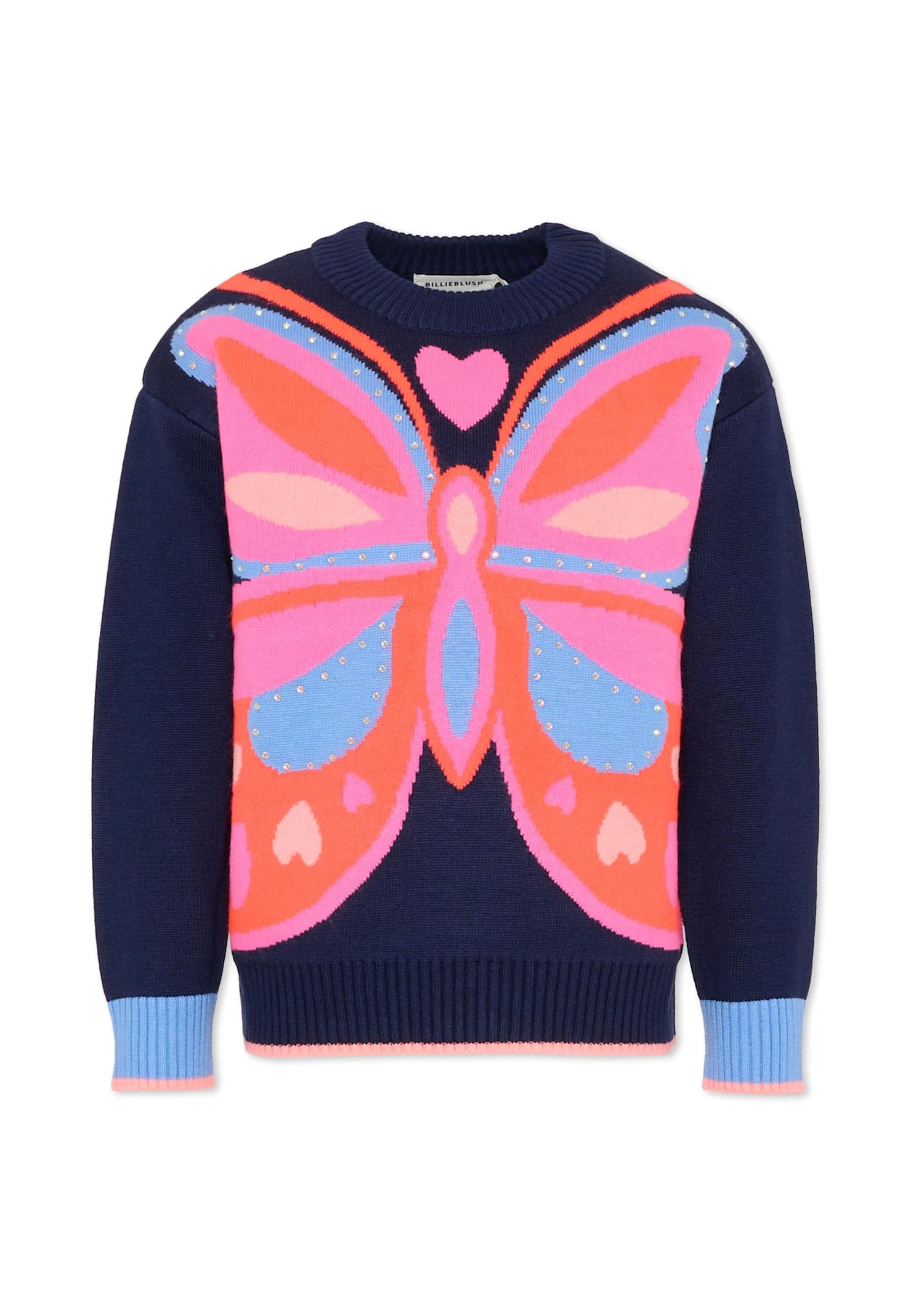 Billieblush Blue Sweater For Girl With Butterfly In Blue