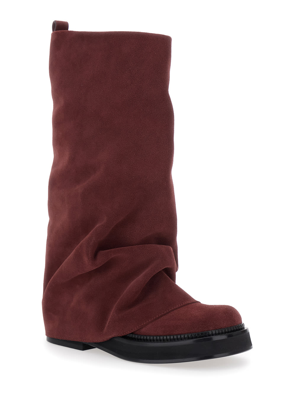 Attico Robin Combat Boot In Burgundy
