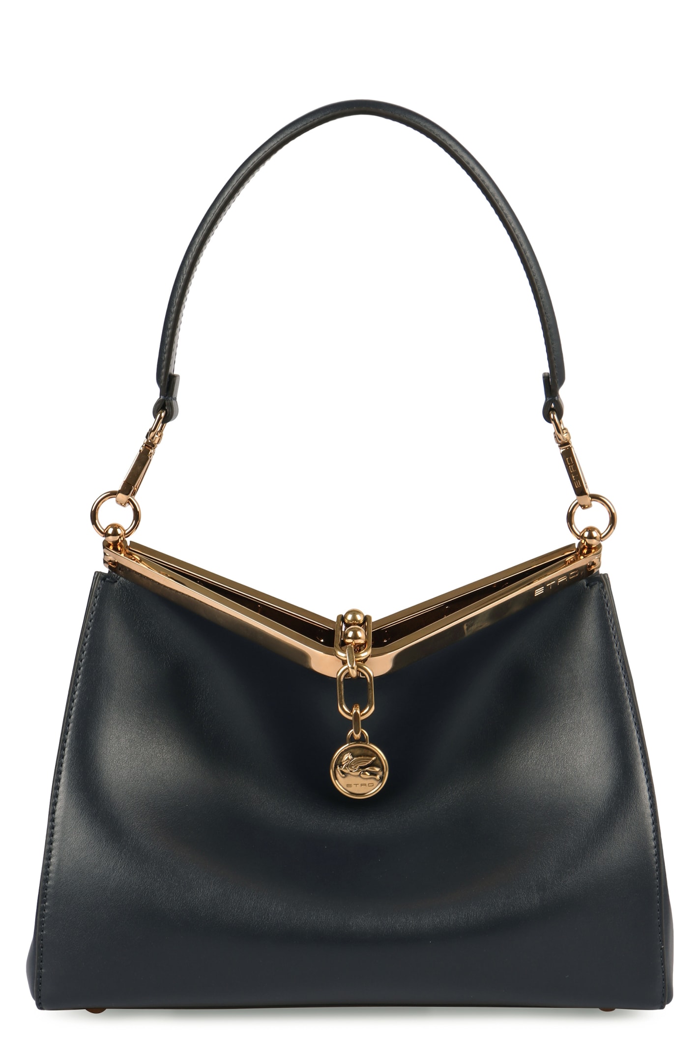 Shop Etro Vela Media Leather Shoulder Bag In Black