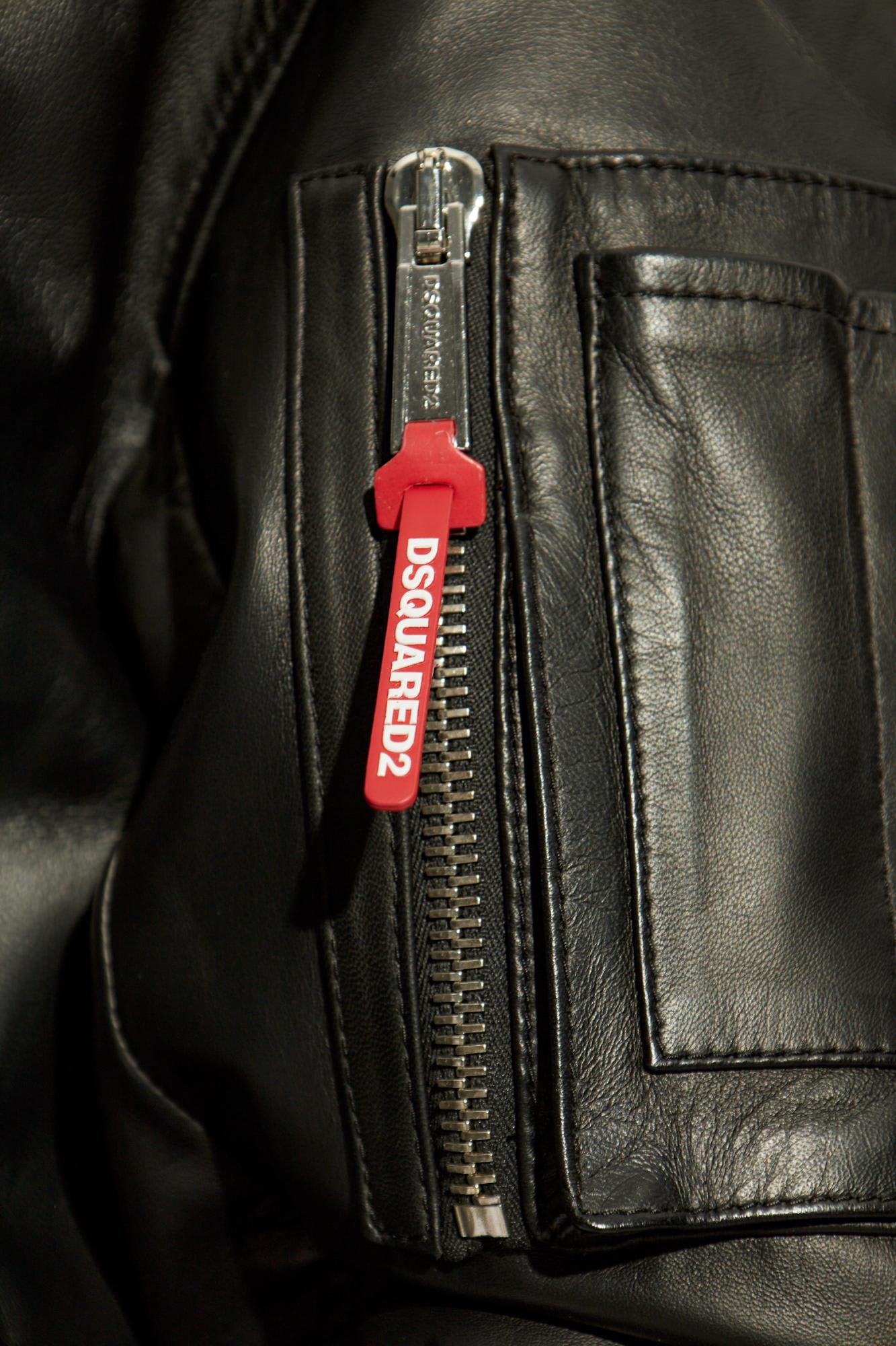 Dsquared2 Dsquared Men Black Leather Jacket In Black