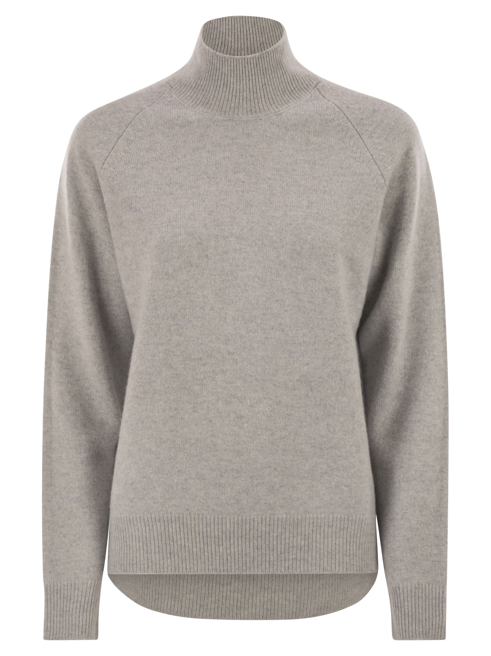 Peserico High-neck Jumper With Lurex In Gray