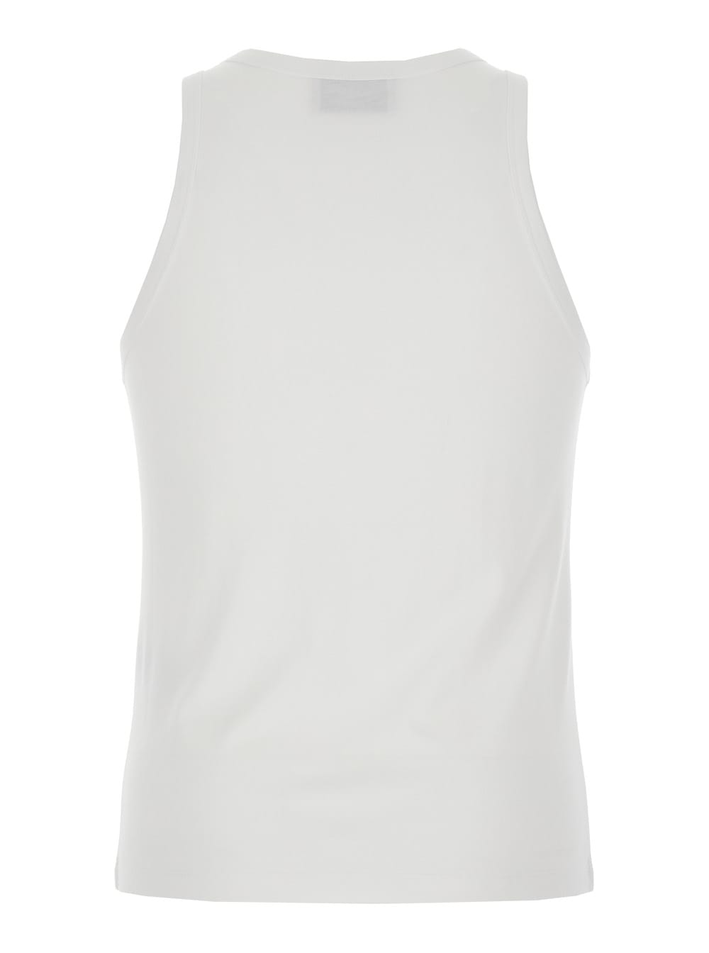 Coperni White Sleeveless Tank Top With Round Neck And Tonal Logo Patch On The Front In Cotton Blend Man In White