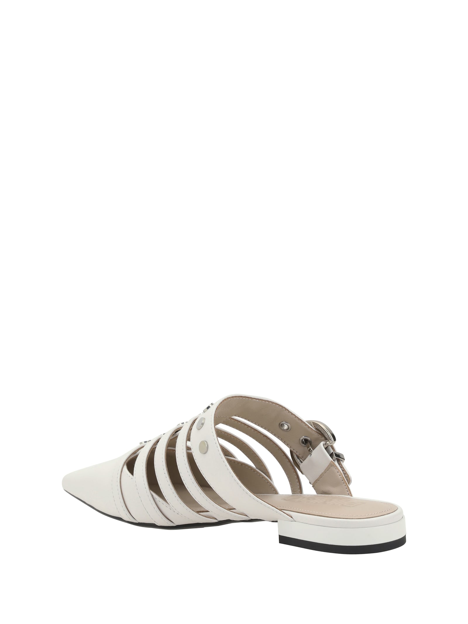 Pinko Pointed-toe Buckle Detailed Slip-on Slides In Milk