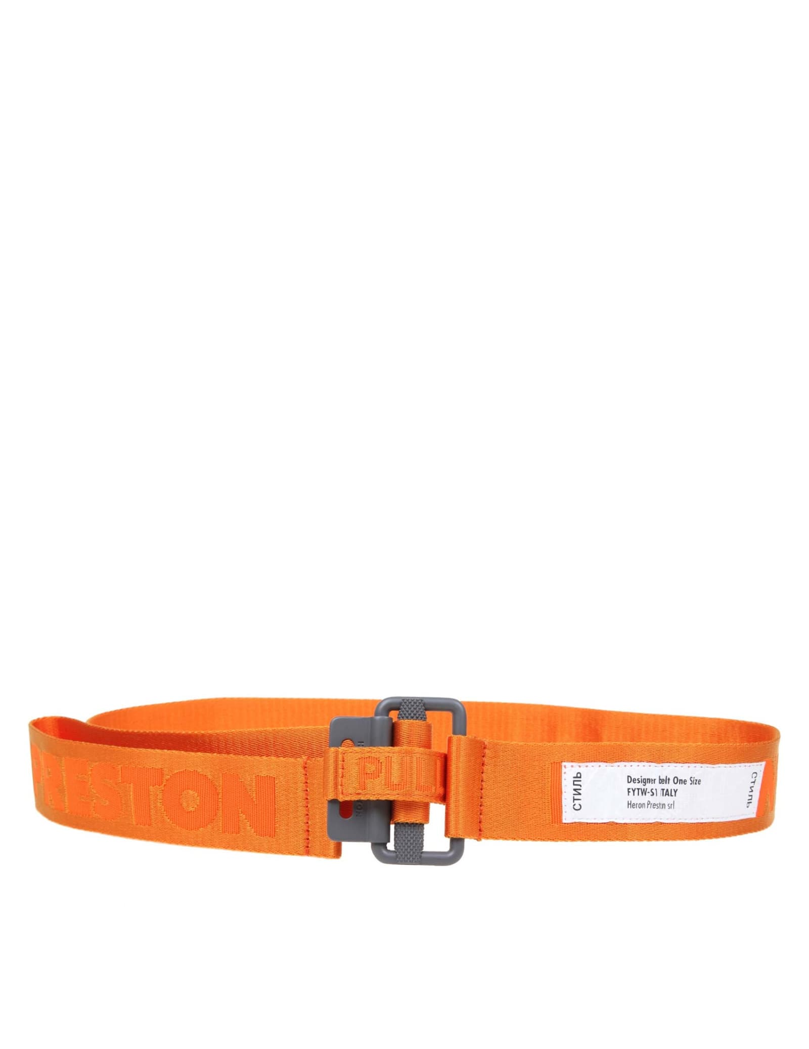HERON PRESTON Belt In Orange Color Logo Fabric