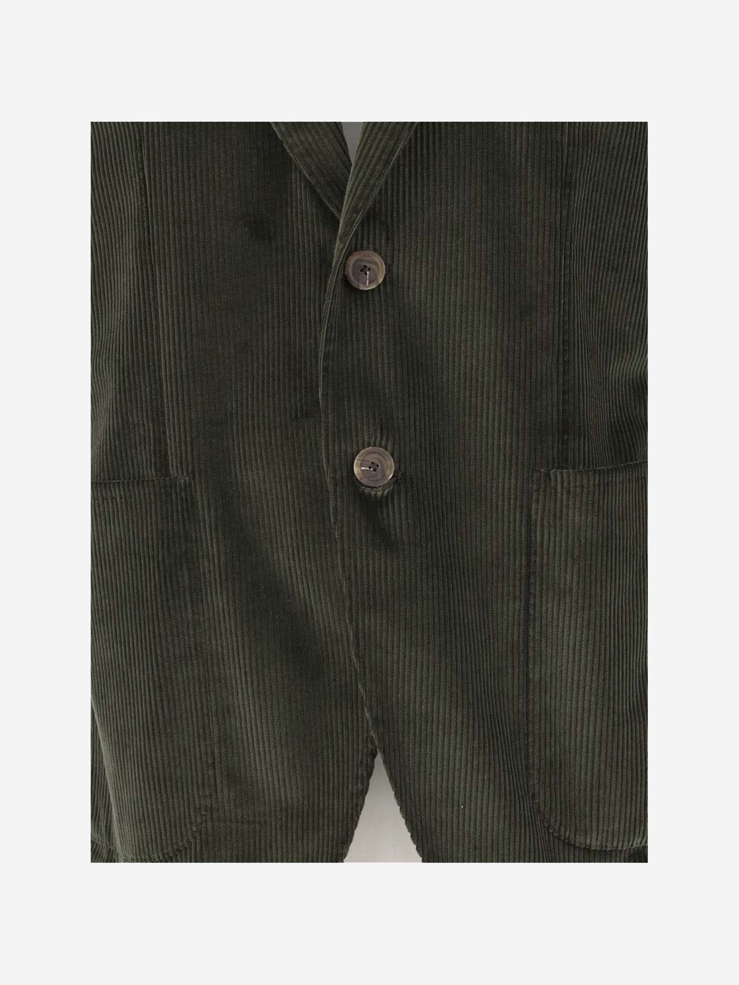 Shop Tagliatore Single-breasted Jacket In Stretch Cotton Velvet In Green