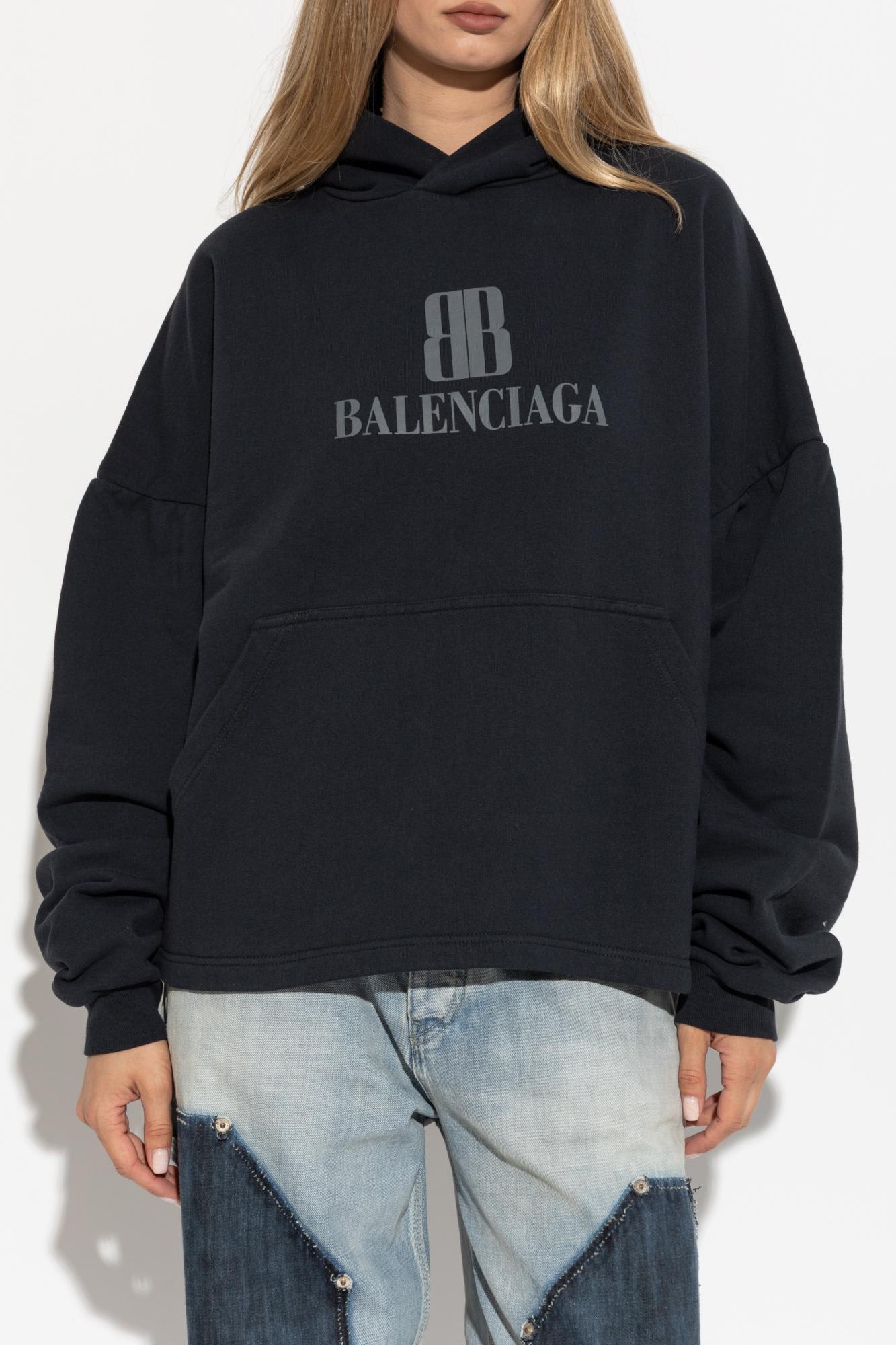 Balenciaga Cropped Hoodie Clothing In Black