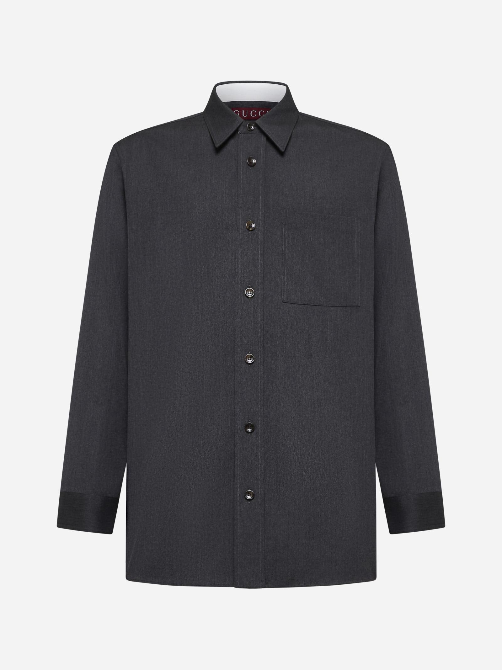 Shop Gucci Wool Shirt In Grey