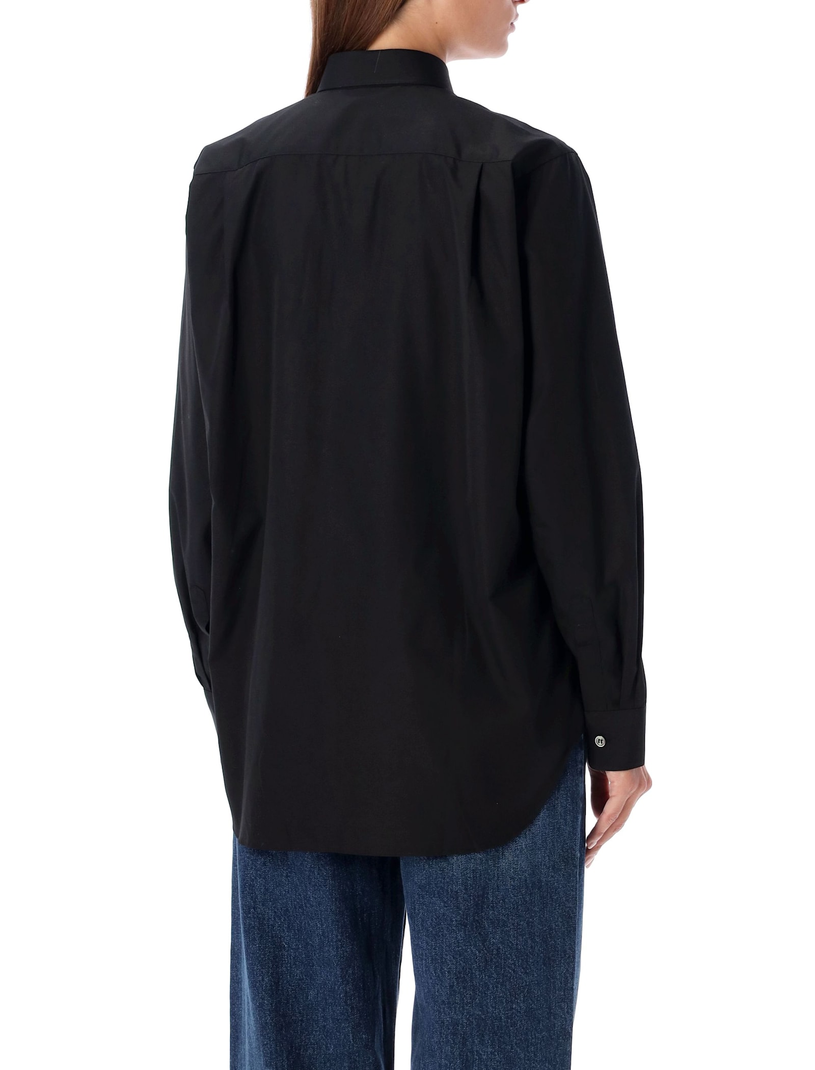 Comme Des Garçons Play Red Heart Patch Shirt In Black