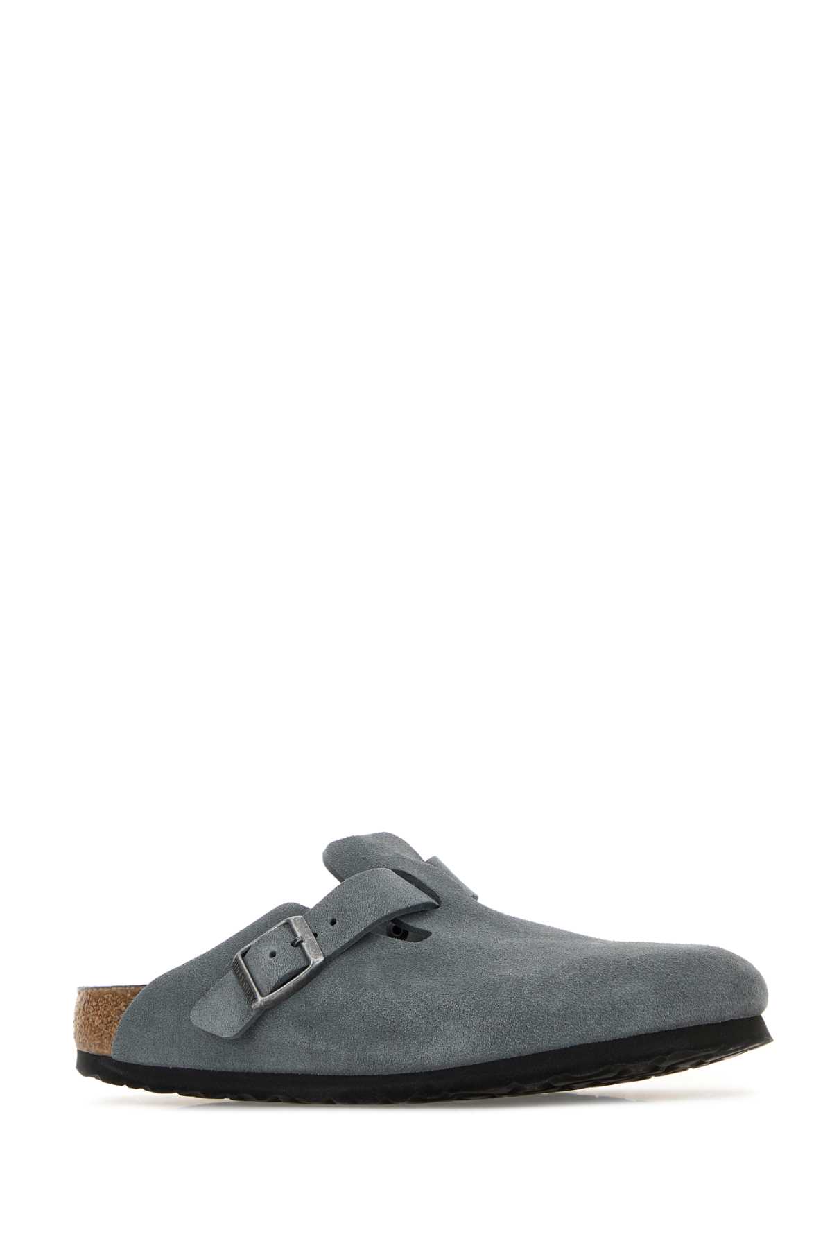 Birkenstock Dark Grey Suede Boston Slippers In Gray