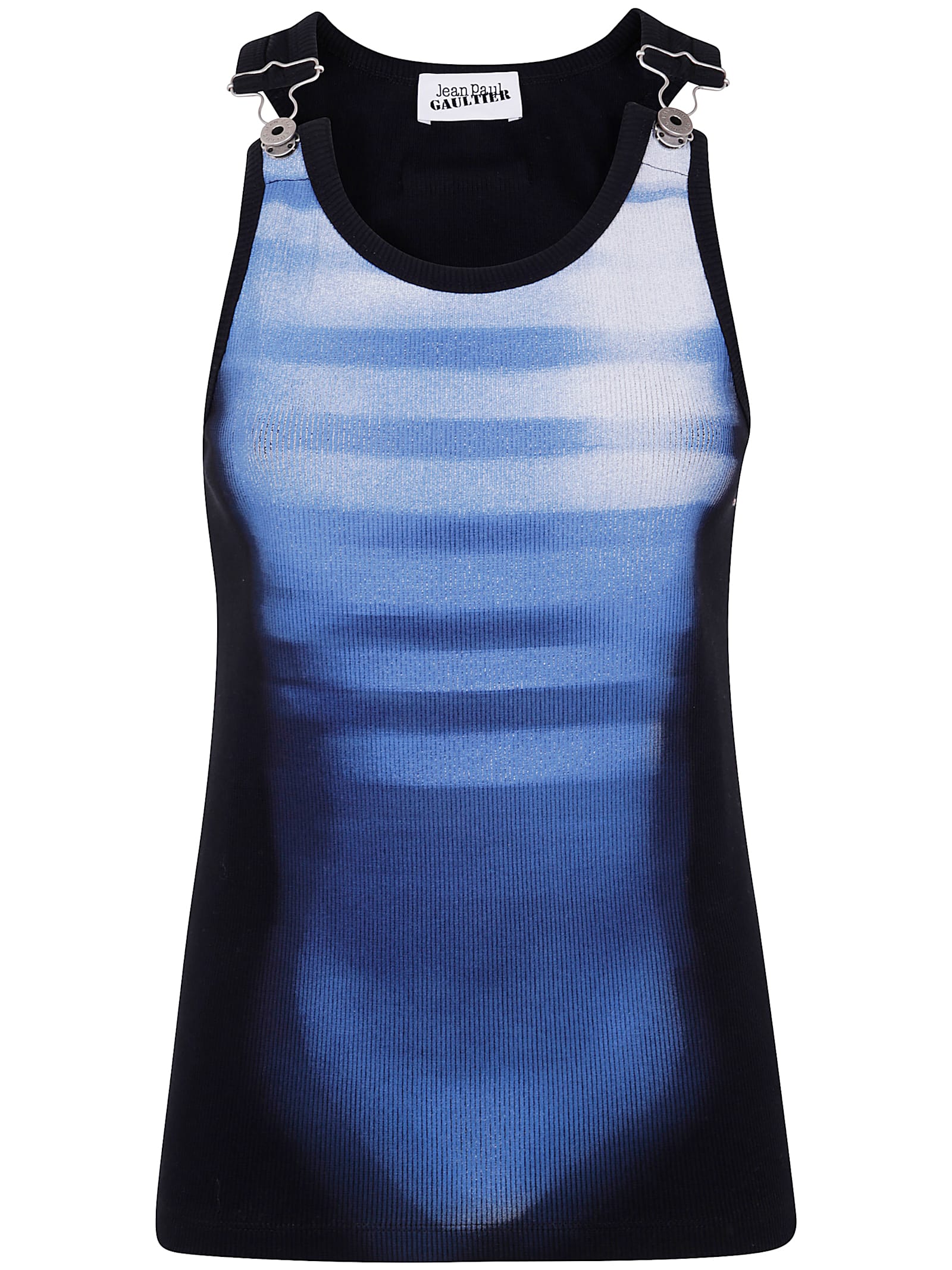 Cotton Ribbed Tank Top Printed le Male With Overall Clip