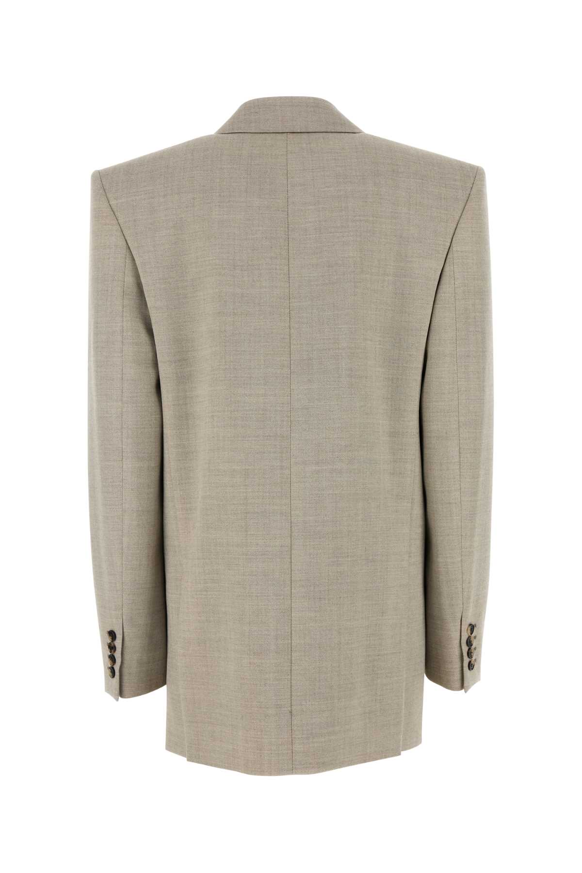 Saint Laurent Double-breasted Wool Blazer Peak Lapels In Gray
