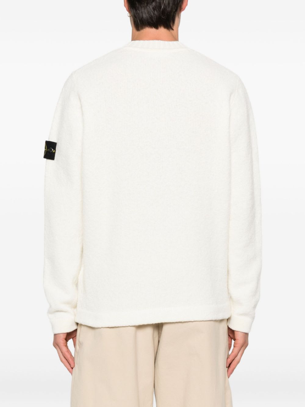 Stone Island Wool Blend Crewneck Sweater In White
