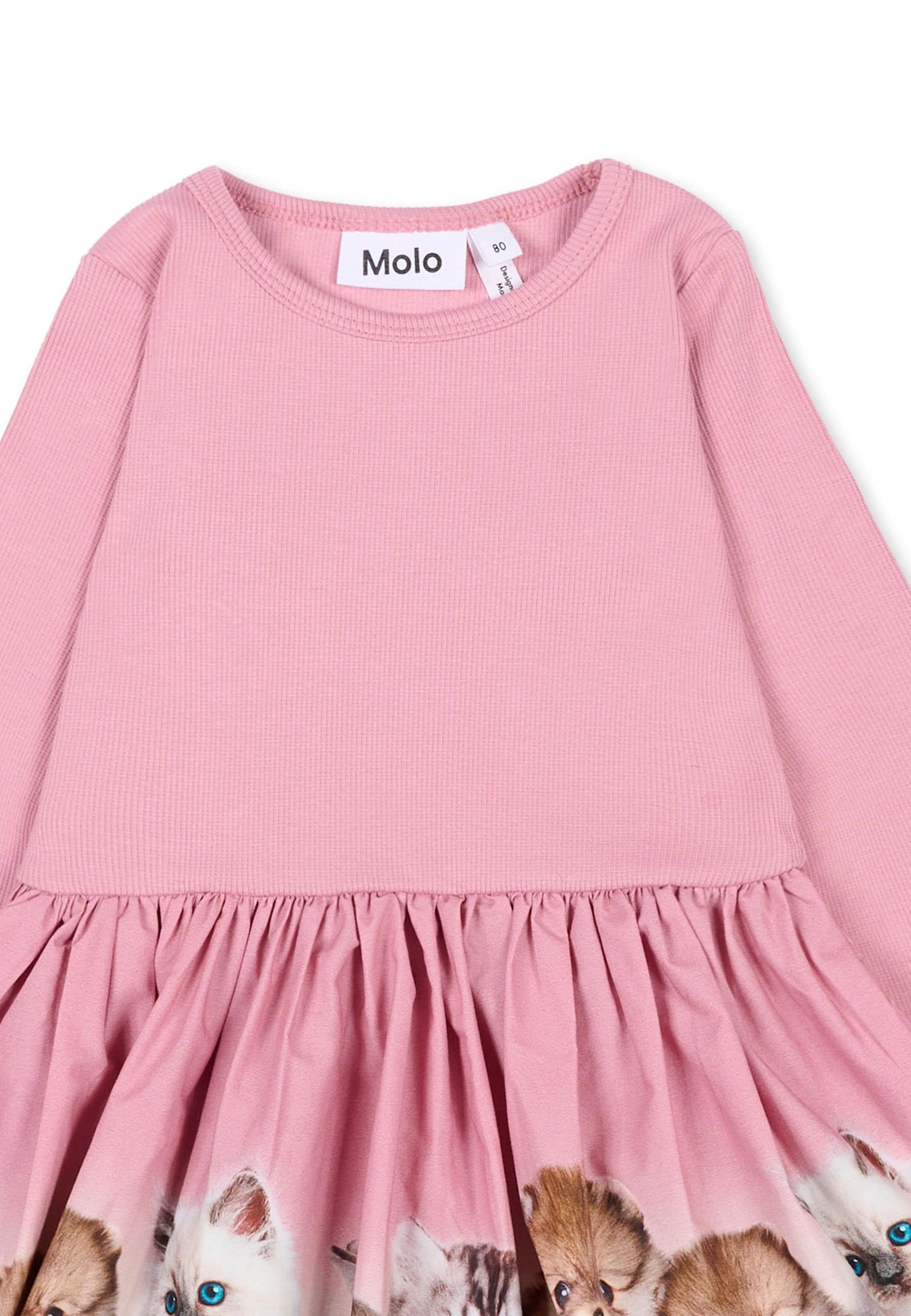 Molo Pink Dress For Baby Girl With Animal Print In Pink
