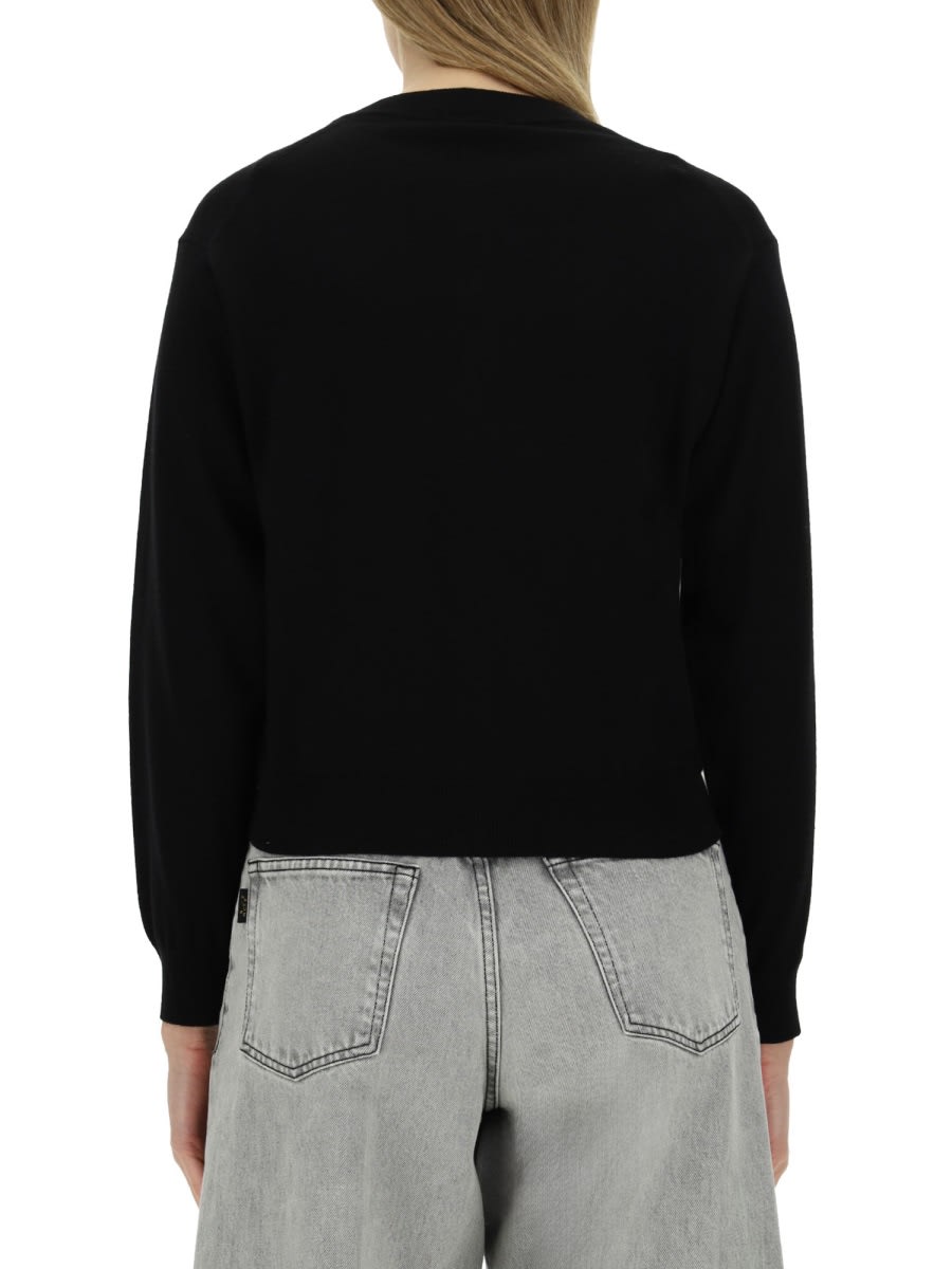 Shop Kenzo Cardigan With Logo Embroidery In Black