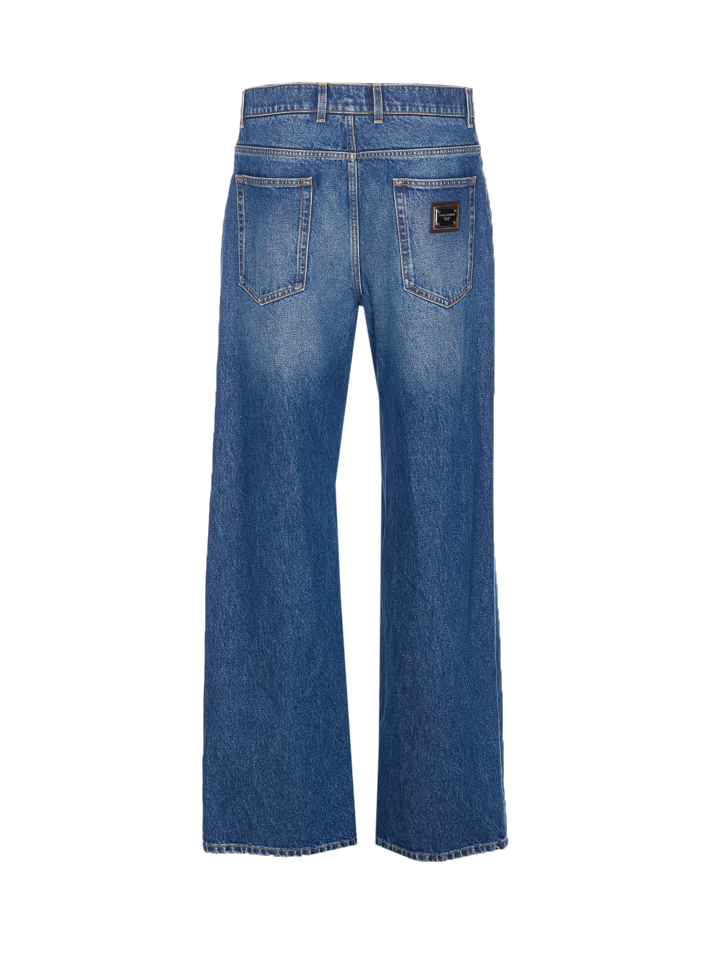 Dolce & Gabbana Plaque Logo Jeans In Blue